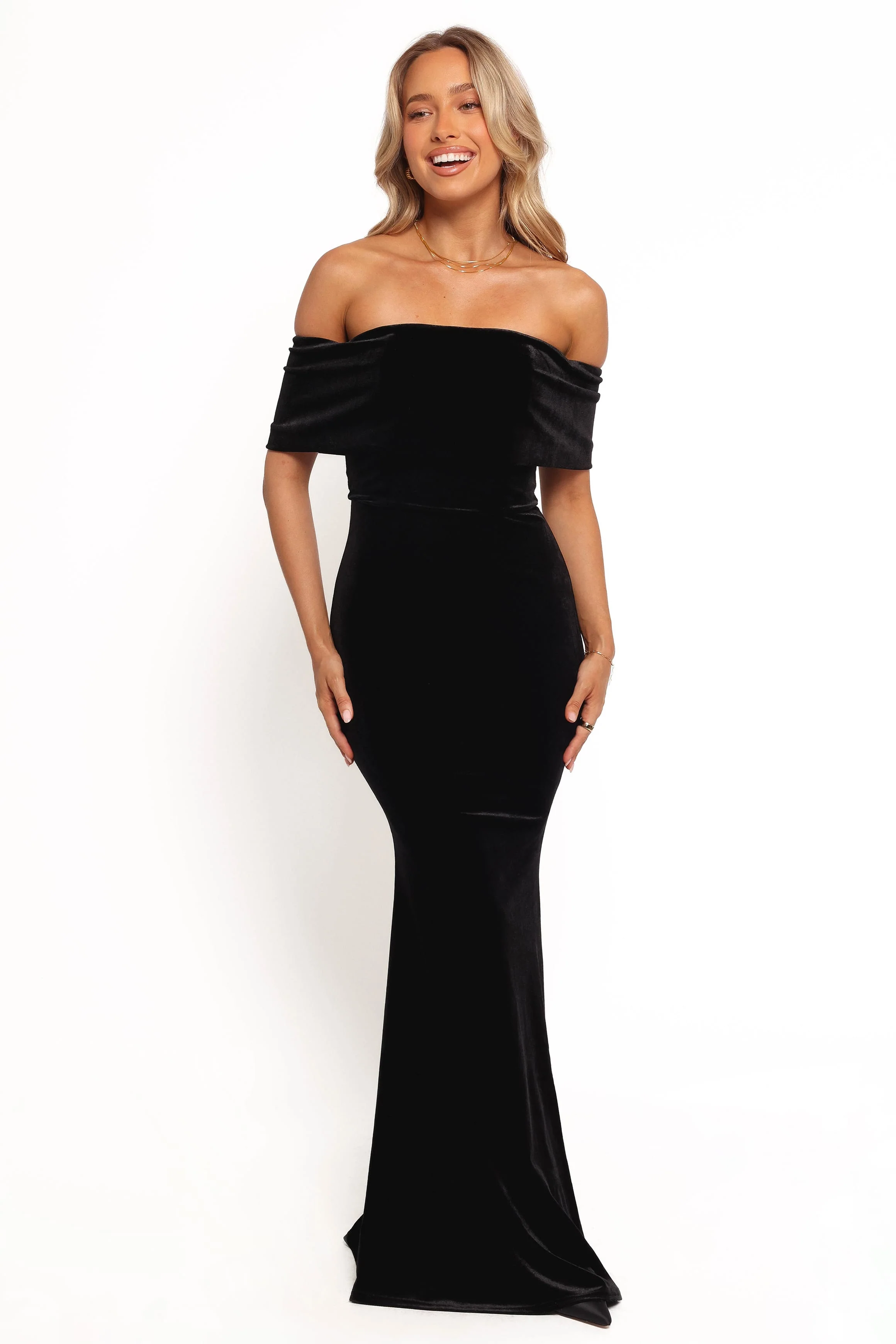 Adair Off Shoulder Maxi Dress - Black - Image 3