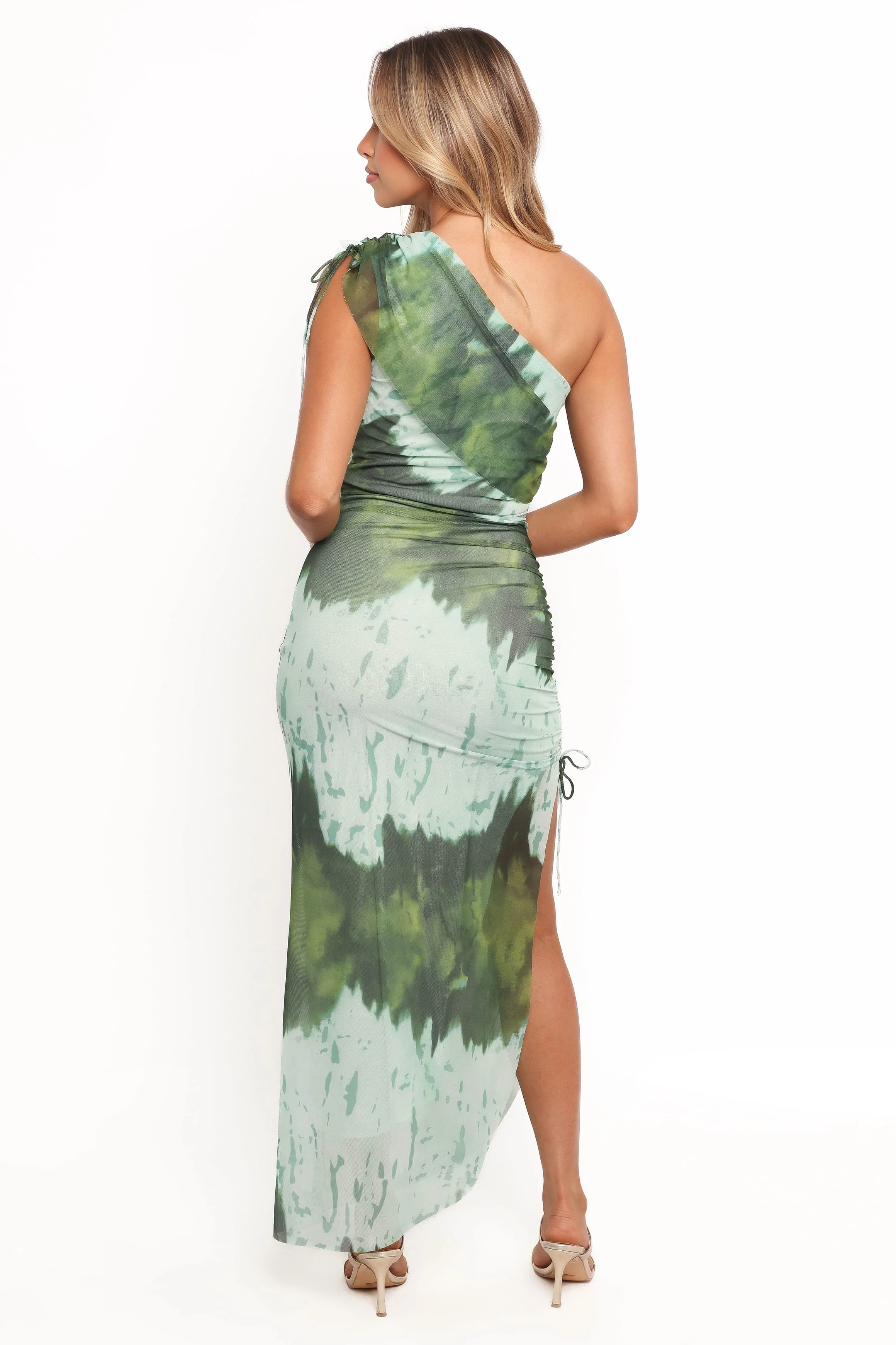 Adalynn One Shoulder Midi Dress - Blue/Green - Image 4
