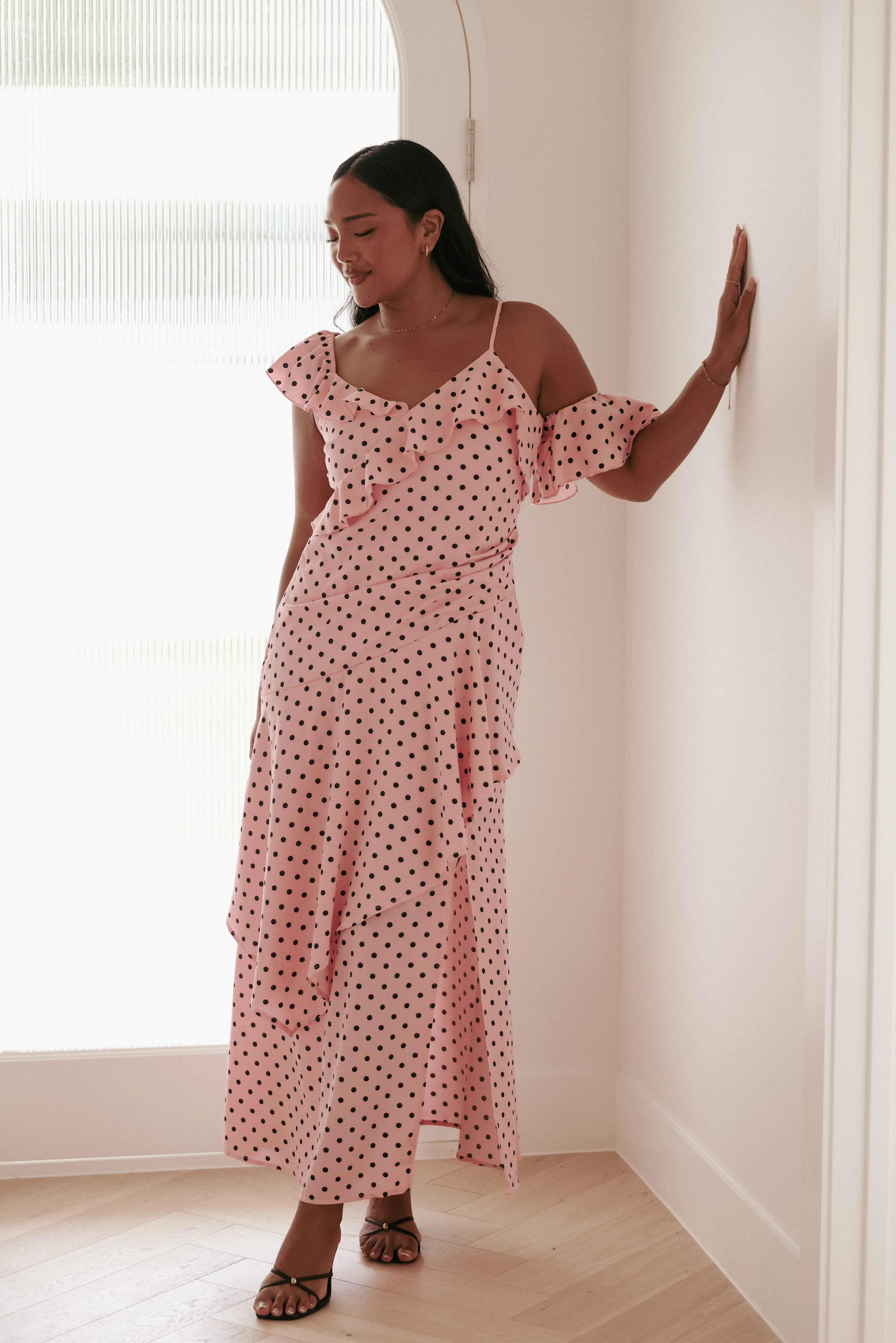 Adelina Maxi Dress - Pink Polka Dot