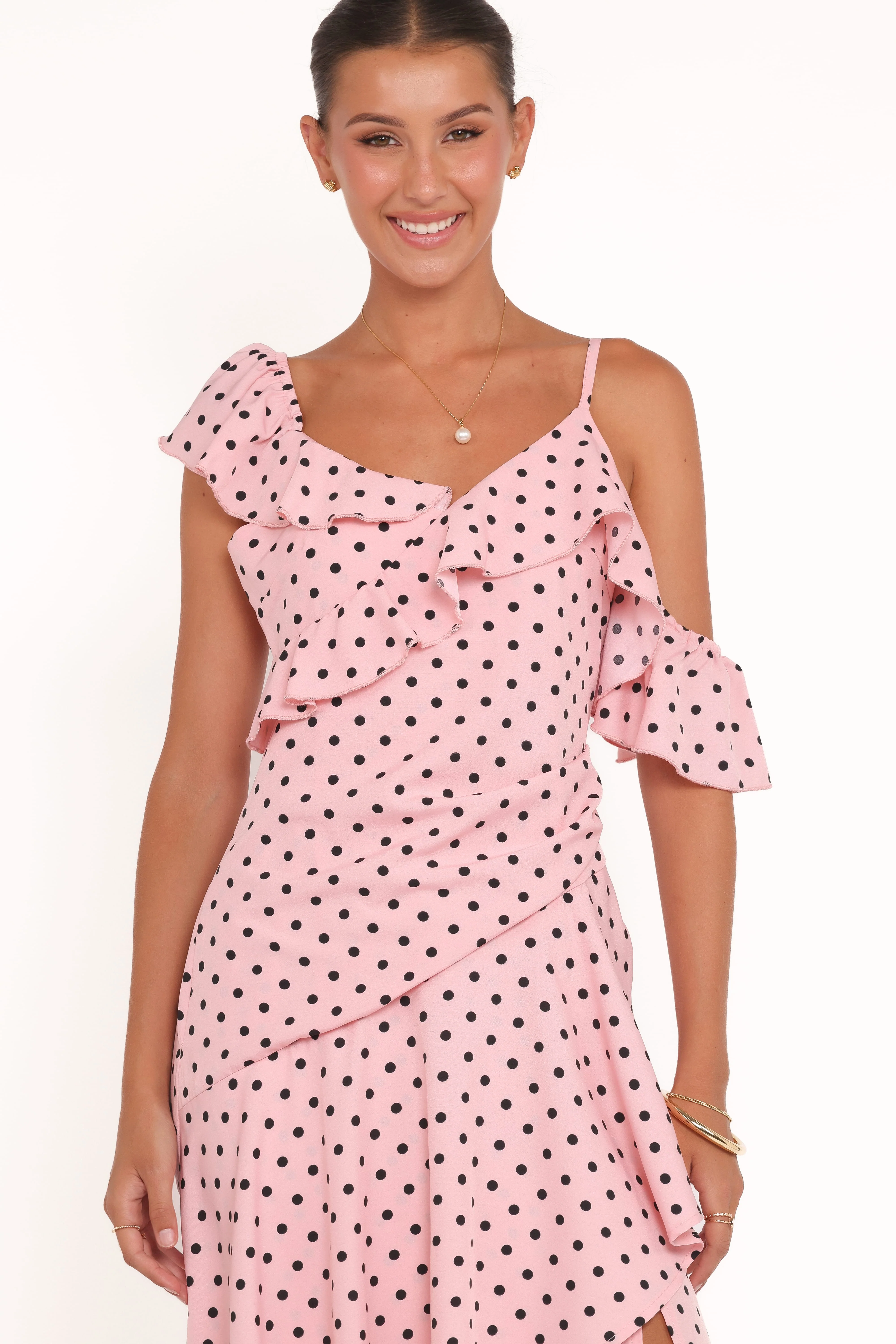 Adelina Maxi Dress - Pink Polka Dot - Image 3