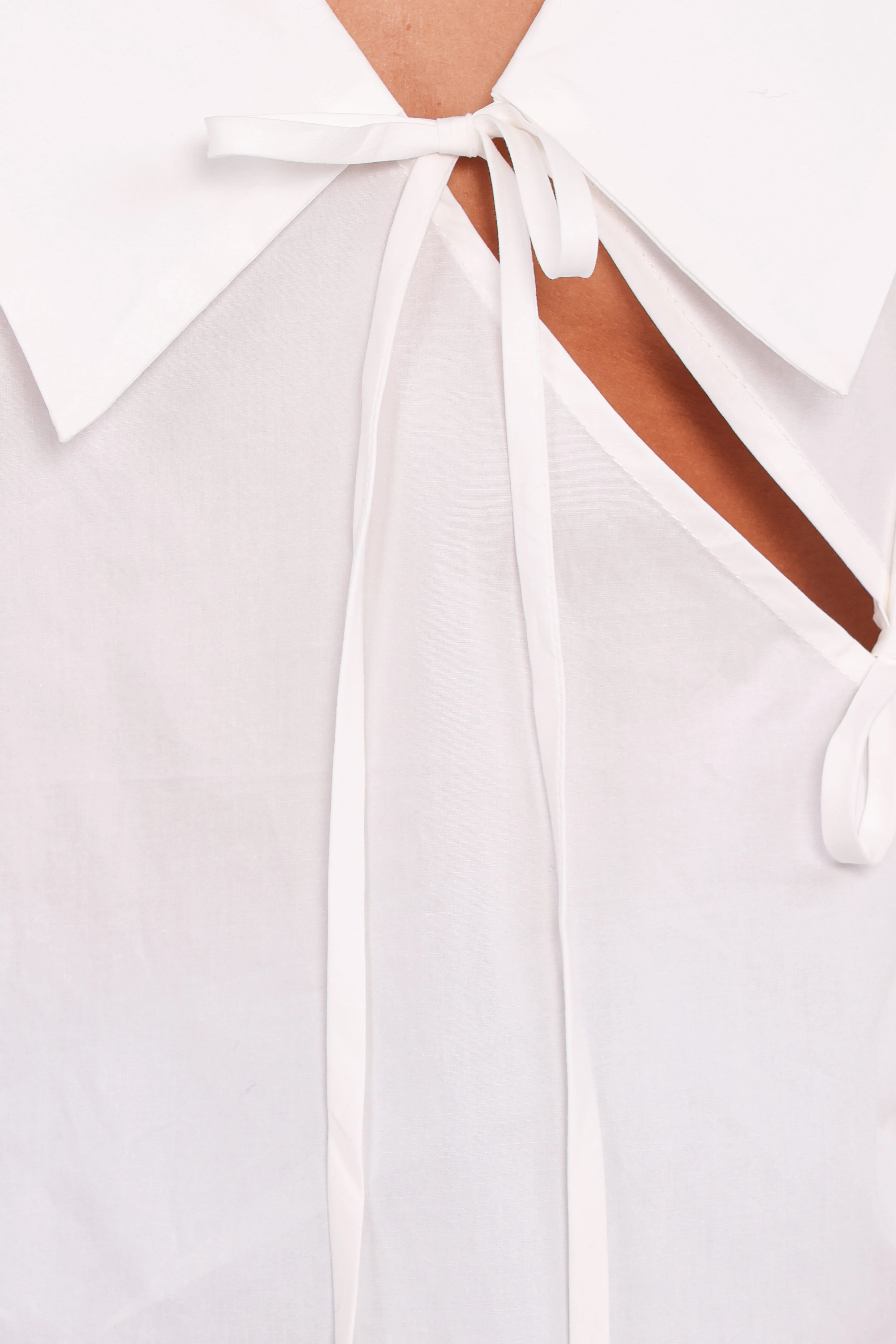 Adler Asymmetrical Tie Shirt - White - Image 6