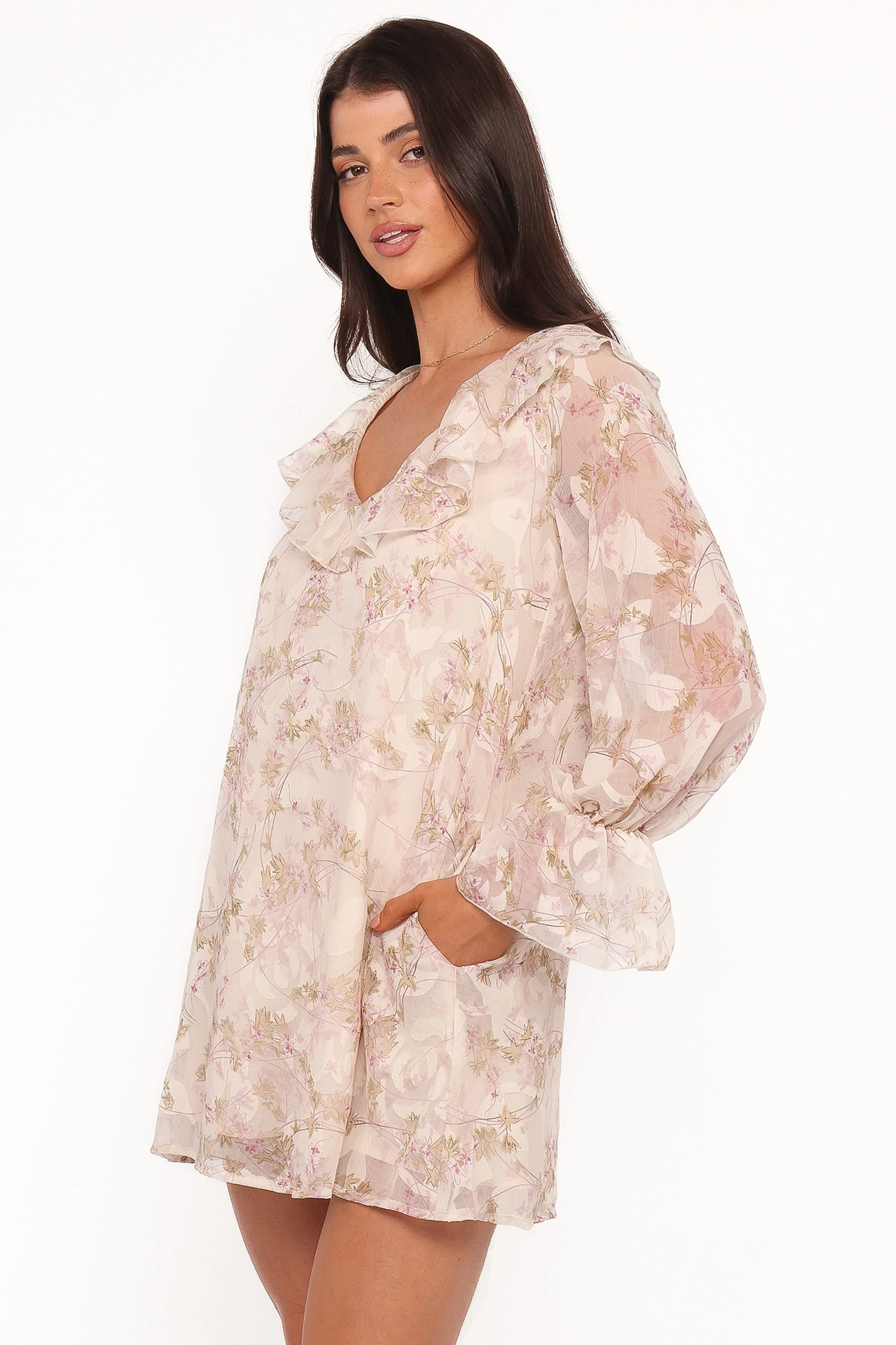 Afton Mini Dress - Cream Floral - Image 3