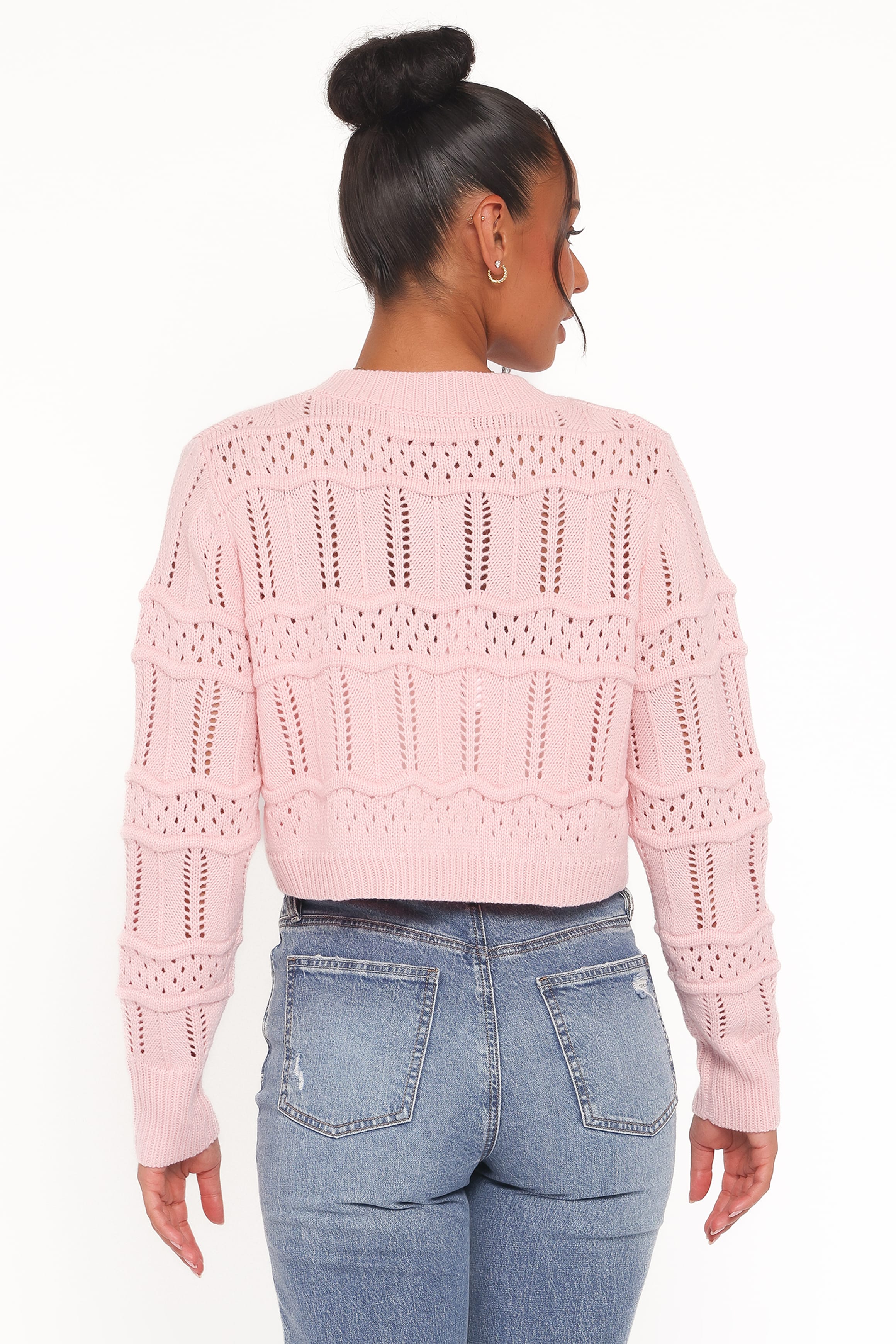 Aidy Crop Button Front Cardigan - Pink - Image 4