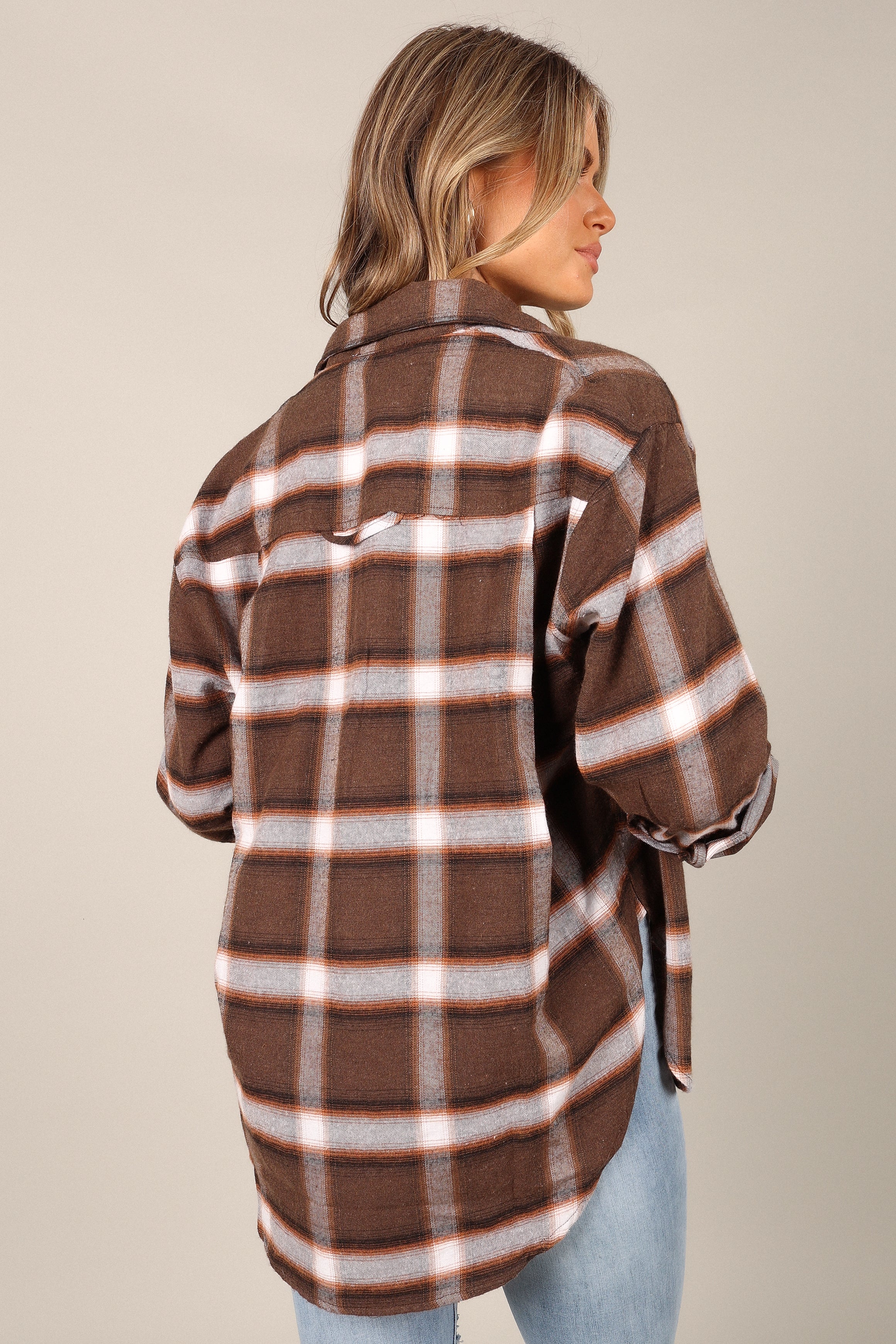 Alannah Plaid Button Down Shirt - Brown - Image 6
