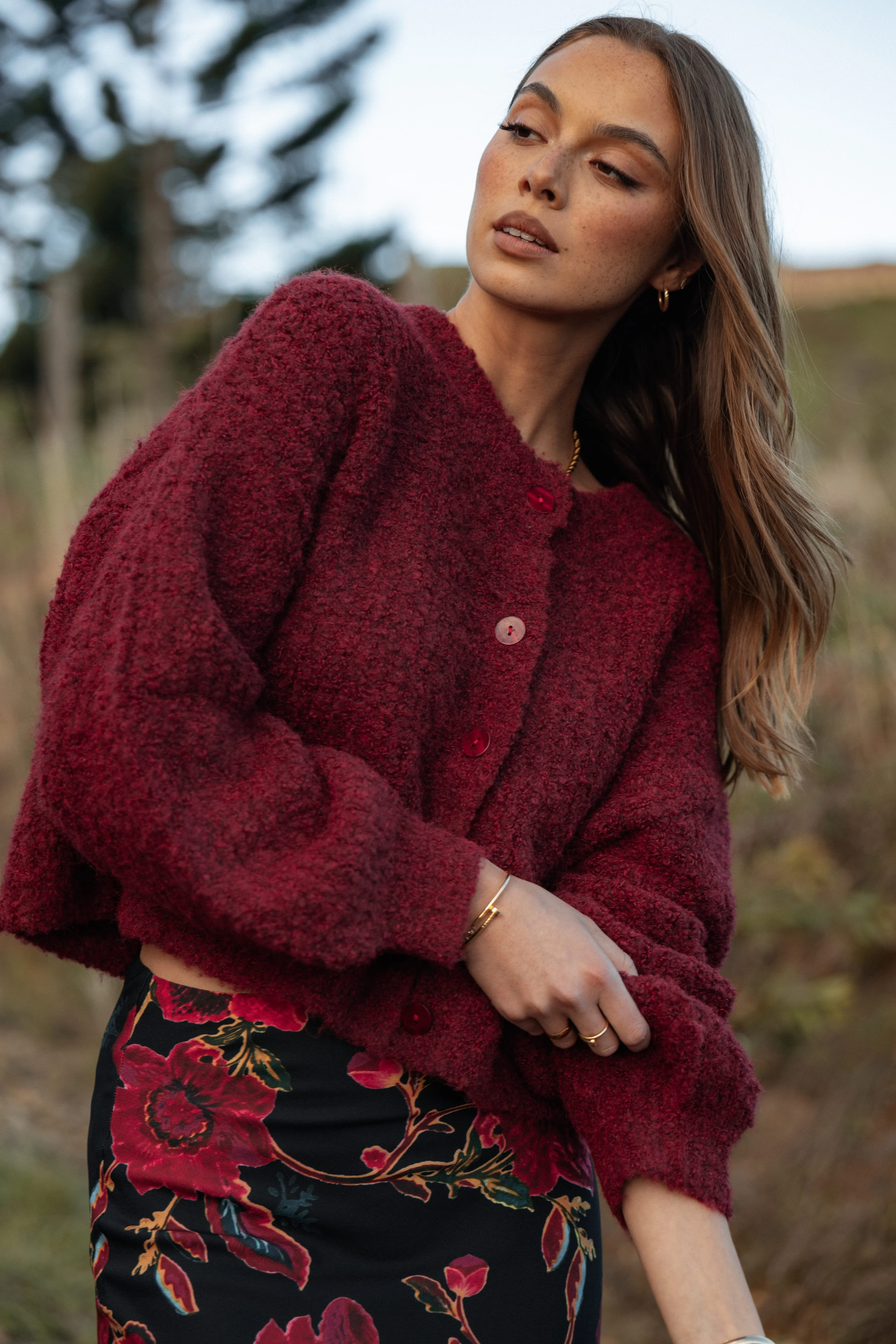Albertine Cardigan - Wine - Image 2