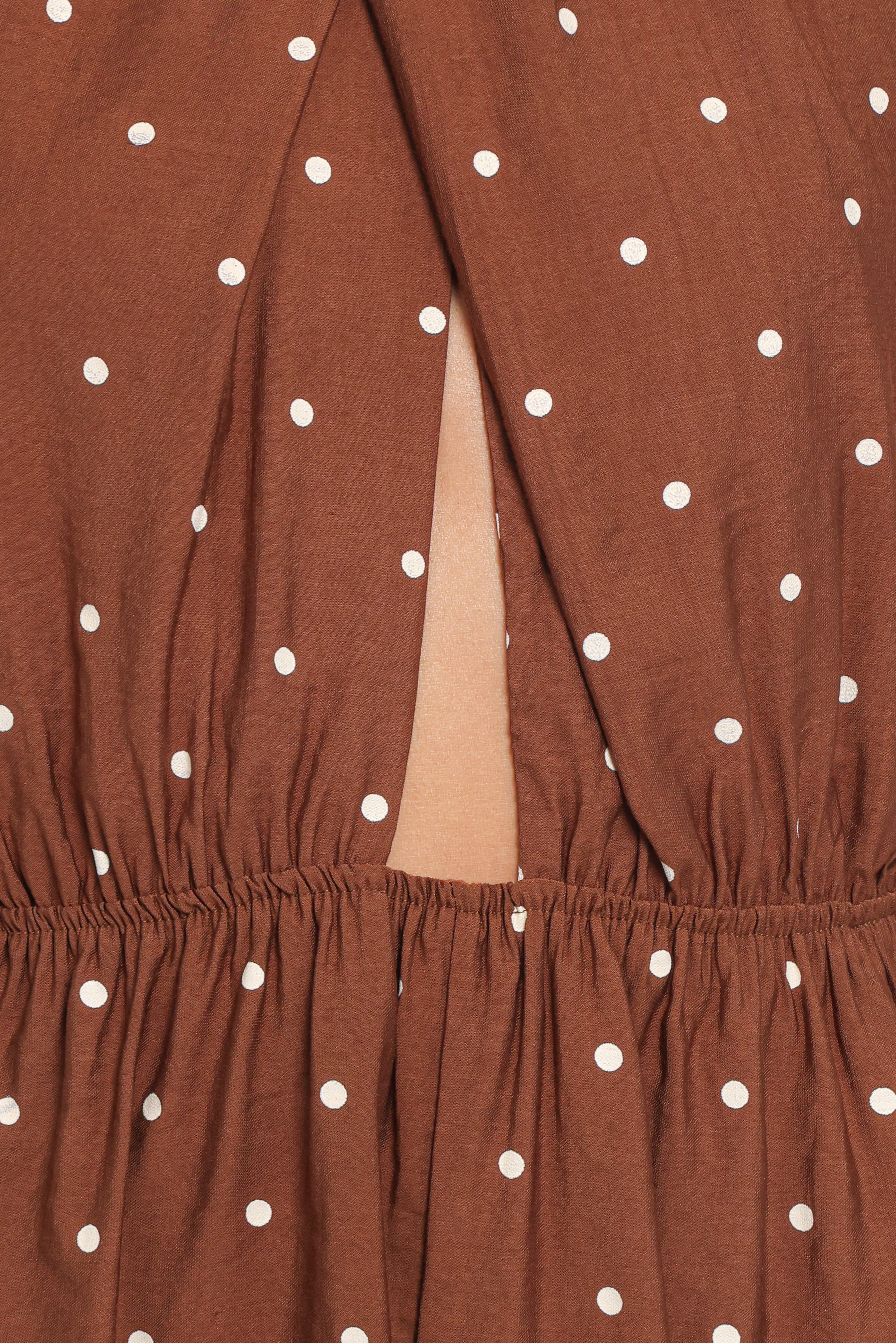 Alex Cross Front Playsuit - Brown Polka Dot - Image 7