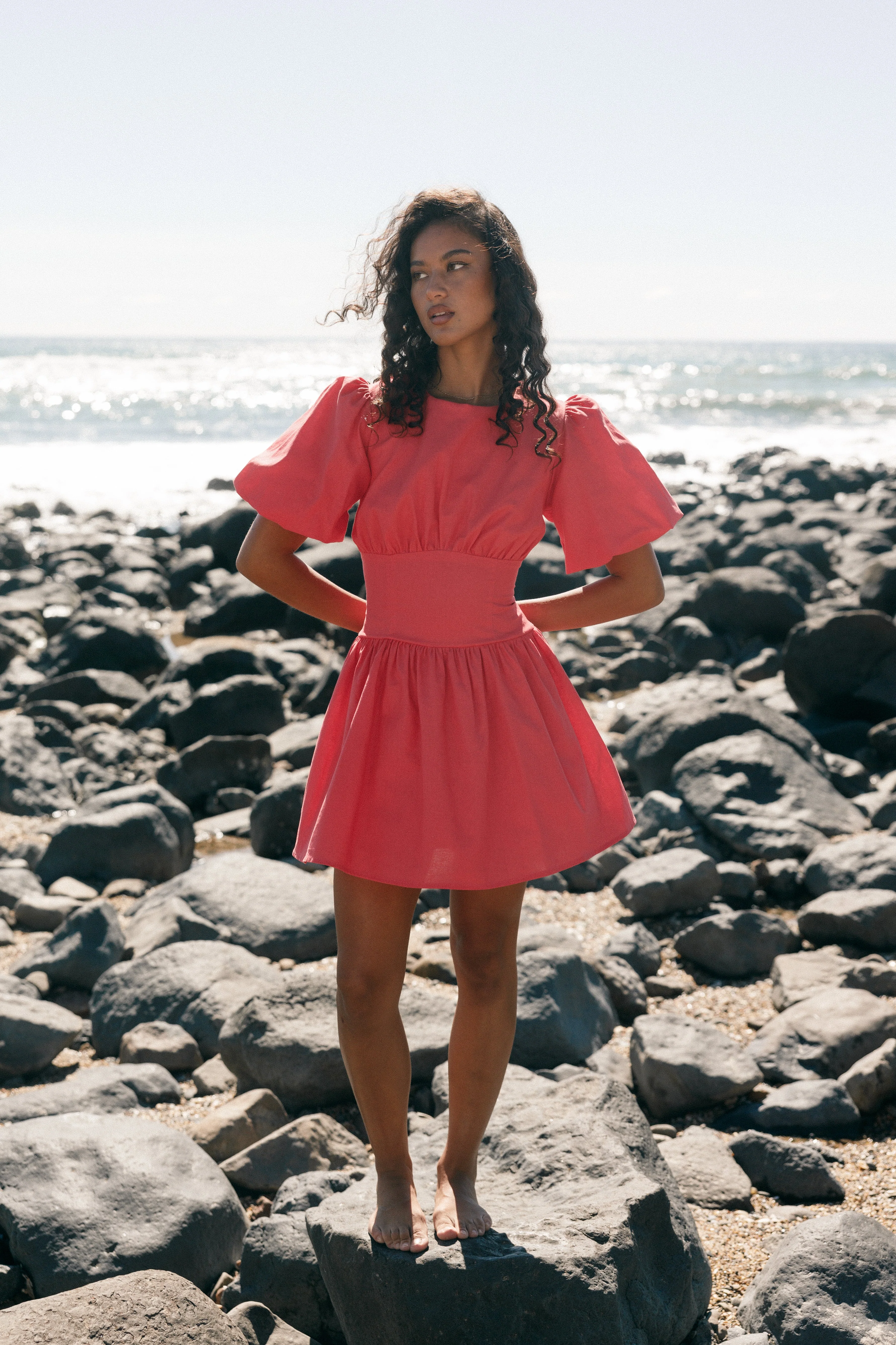 Alfie Mini Dress - Coral Red - Image 3