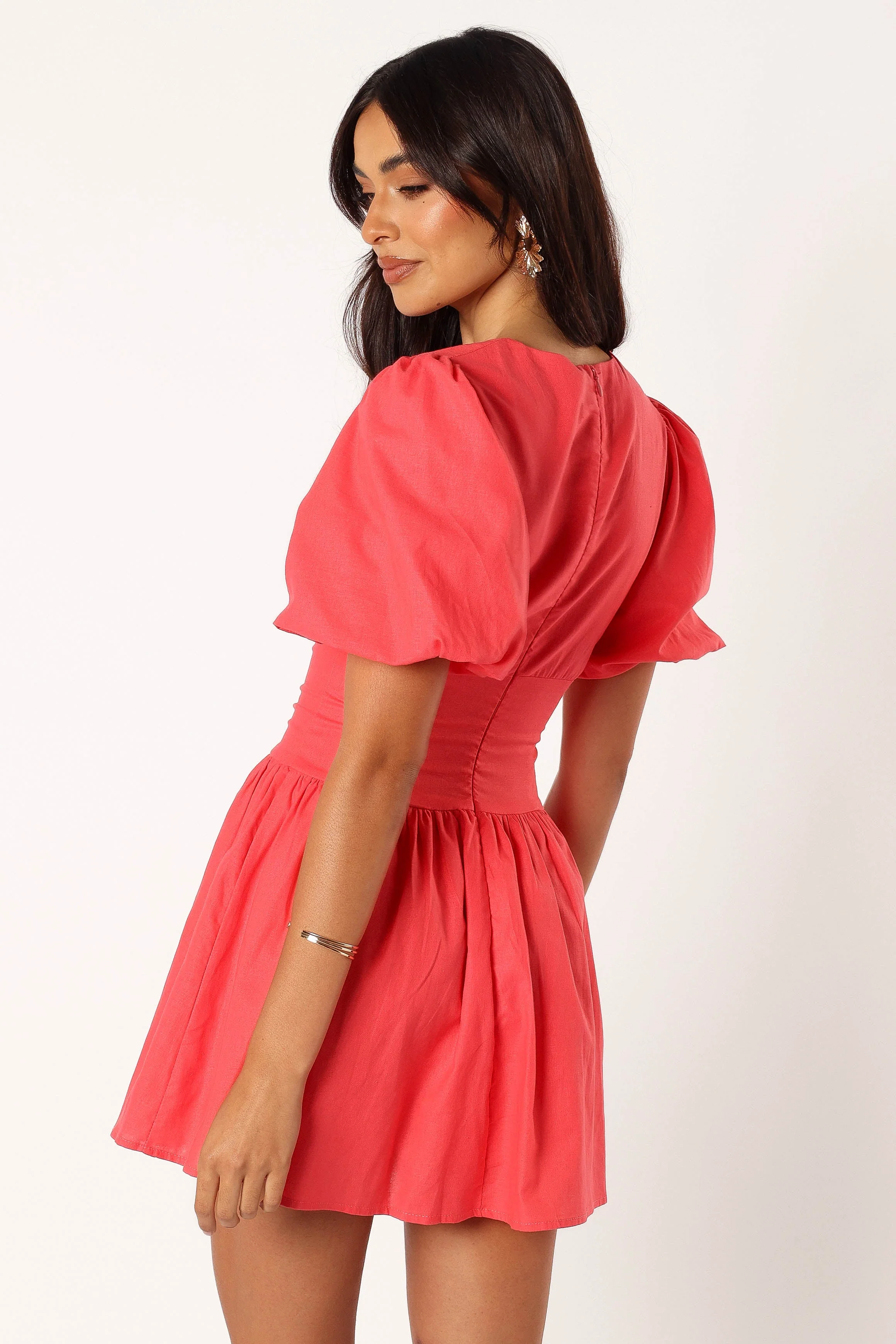 Alfie Mini Dress - Coral Red - Image 6