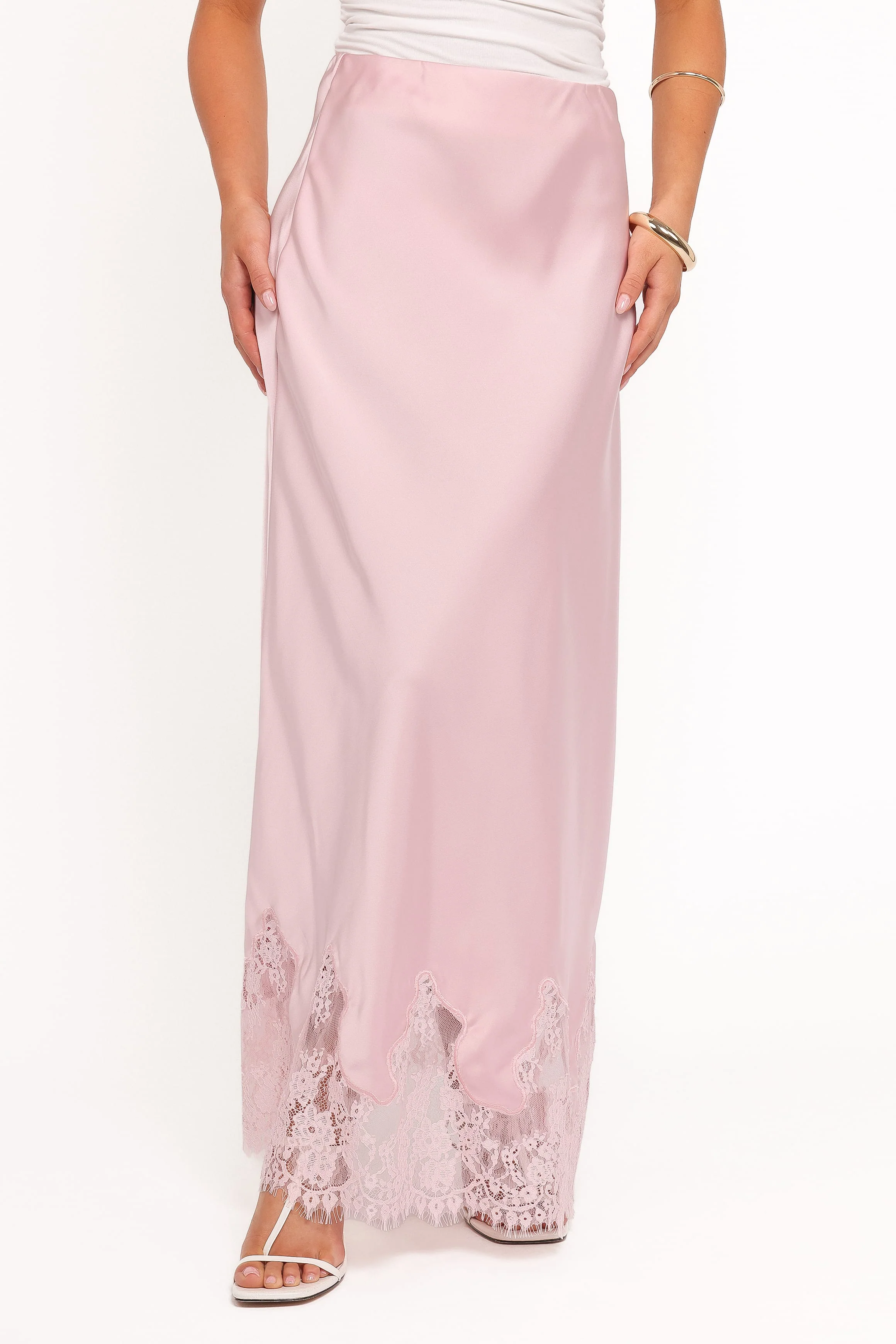 Alira Lace Trim Midi Skirt - Pale Pink - Image 3