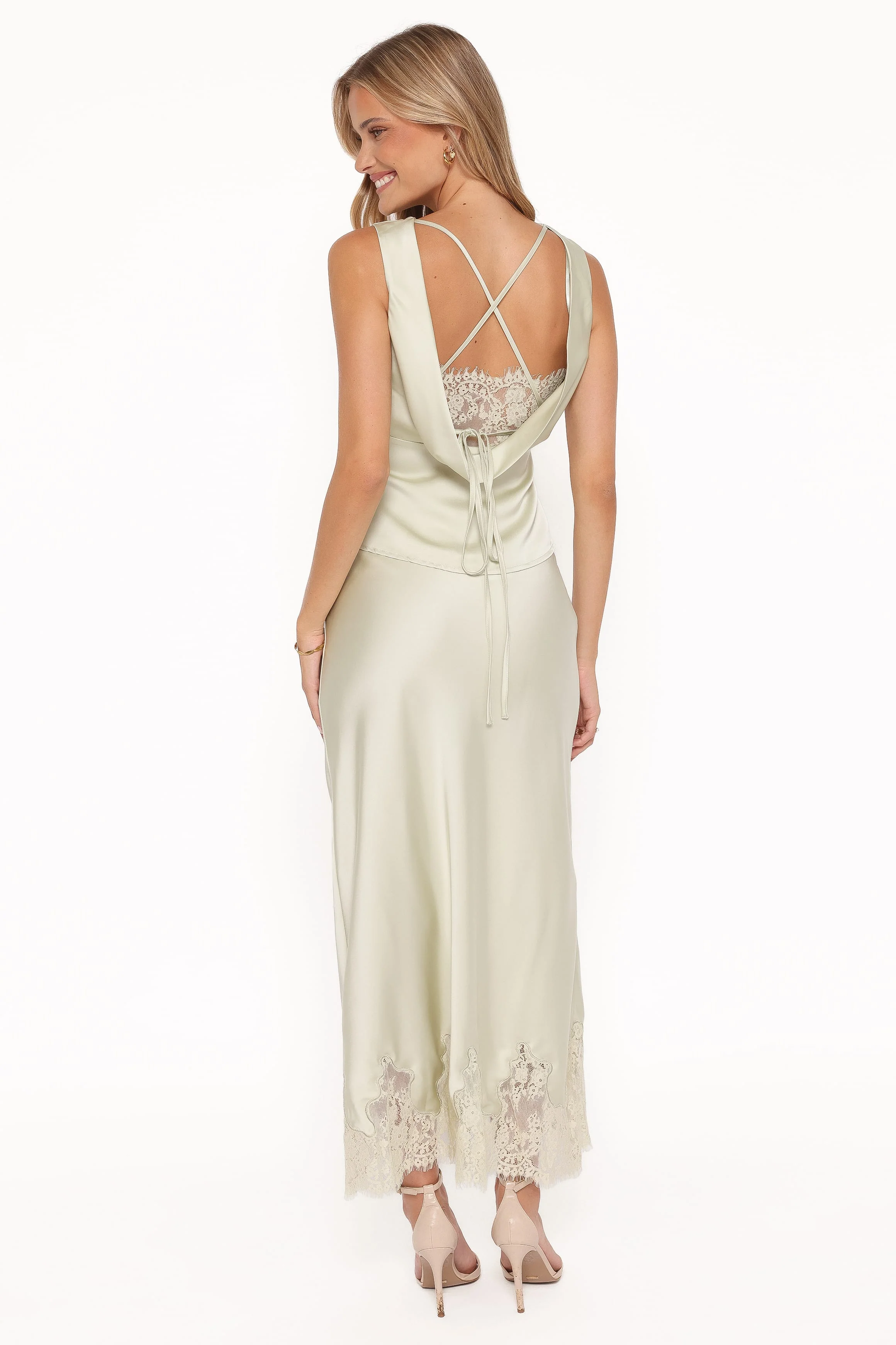 Alira Lace Trim Midi Skirt - Sage - Image 5