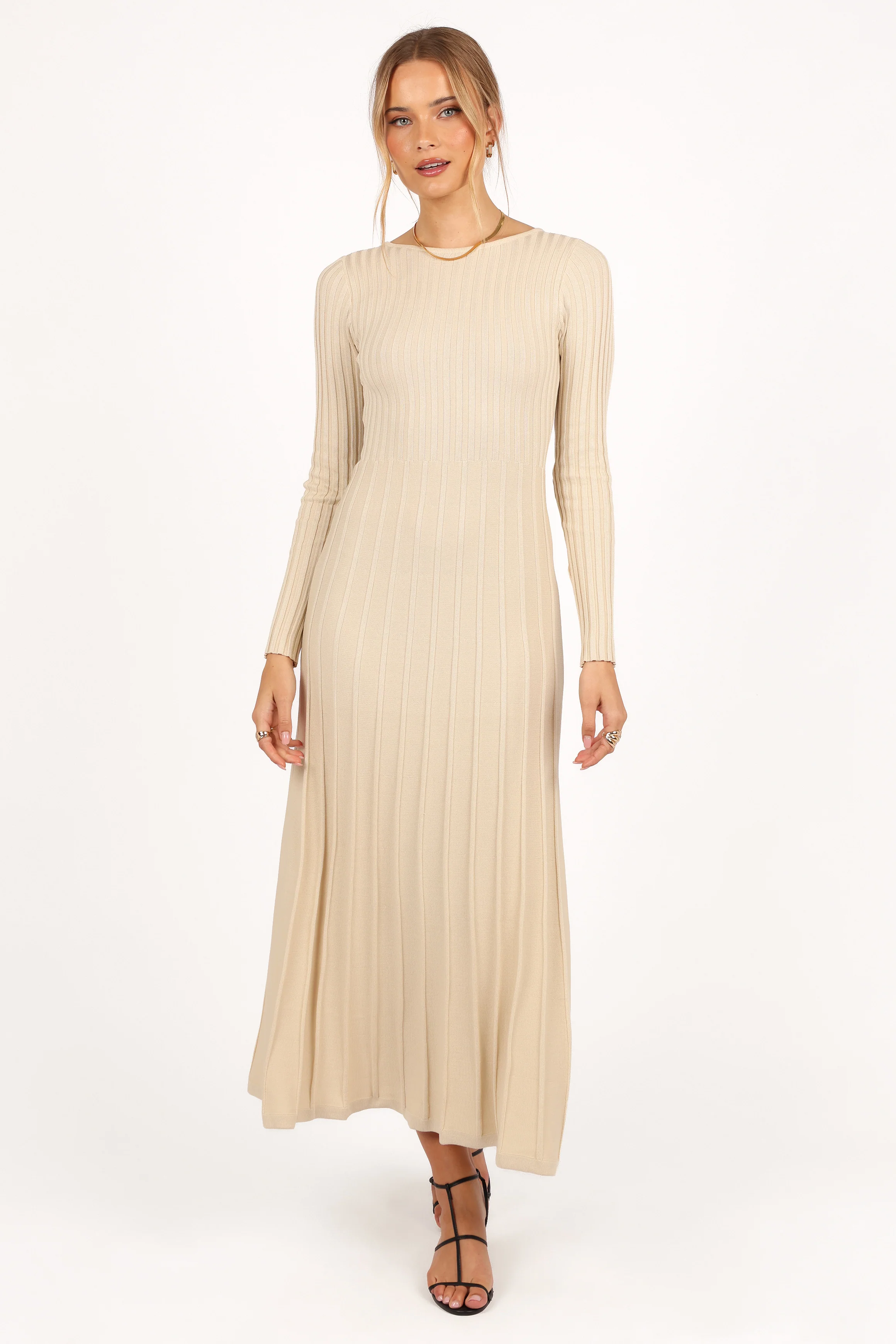 Alison Long Sleeve Maxi Dress - Cream - Image 3