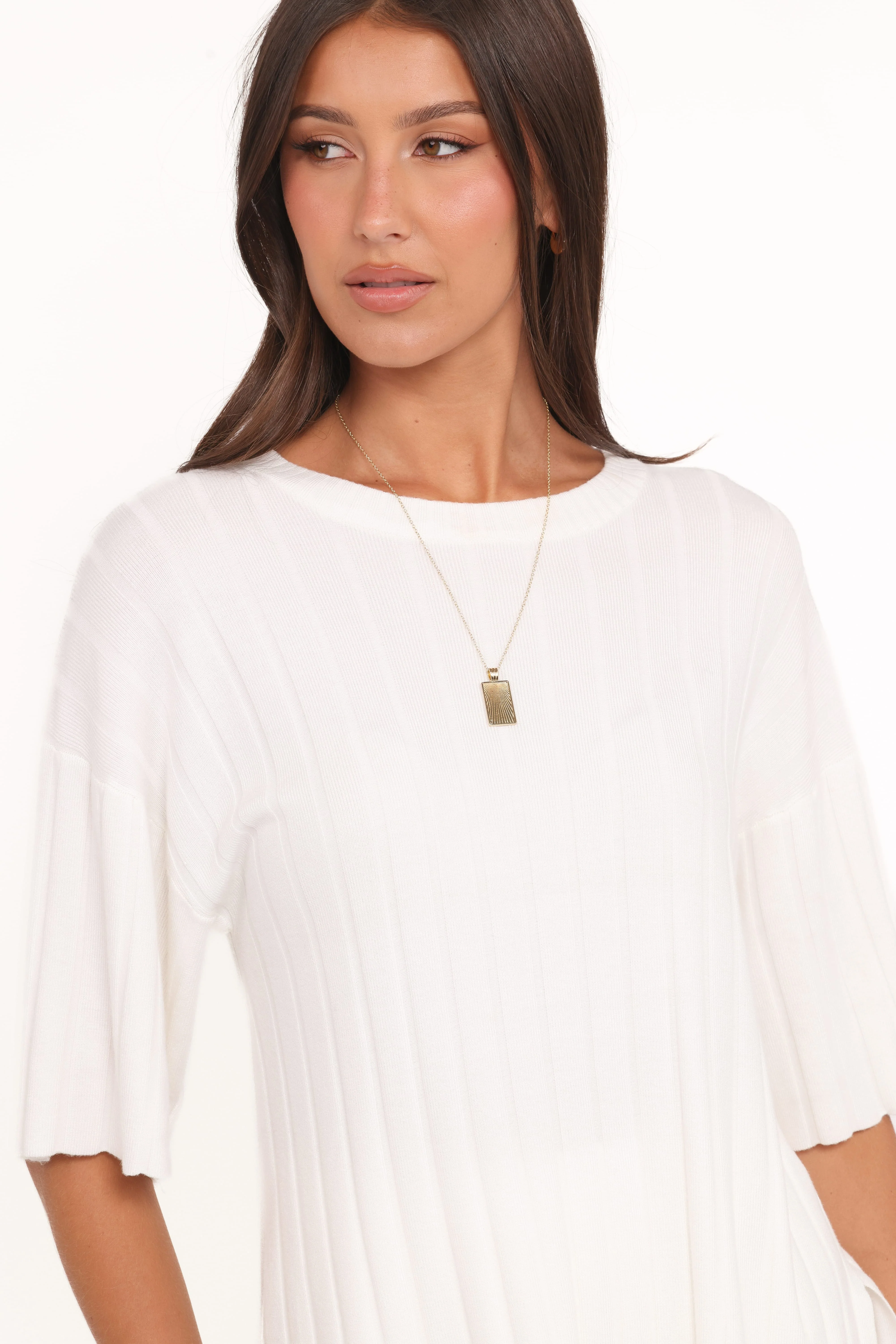 Alix Ribbed Knit Set - Cream - Image 2