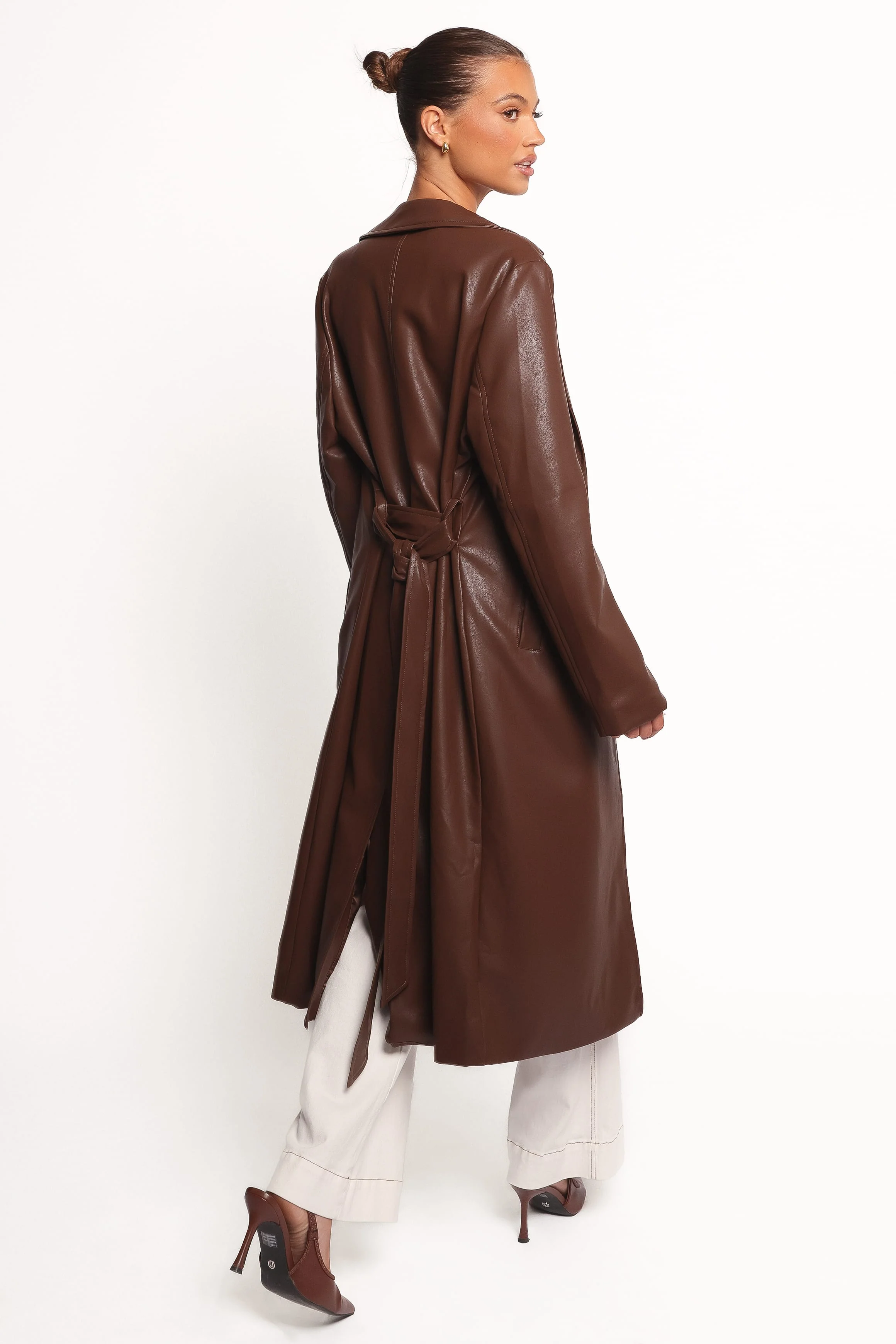 Allison Faux Leather Trench - Brown - Image 4