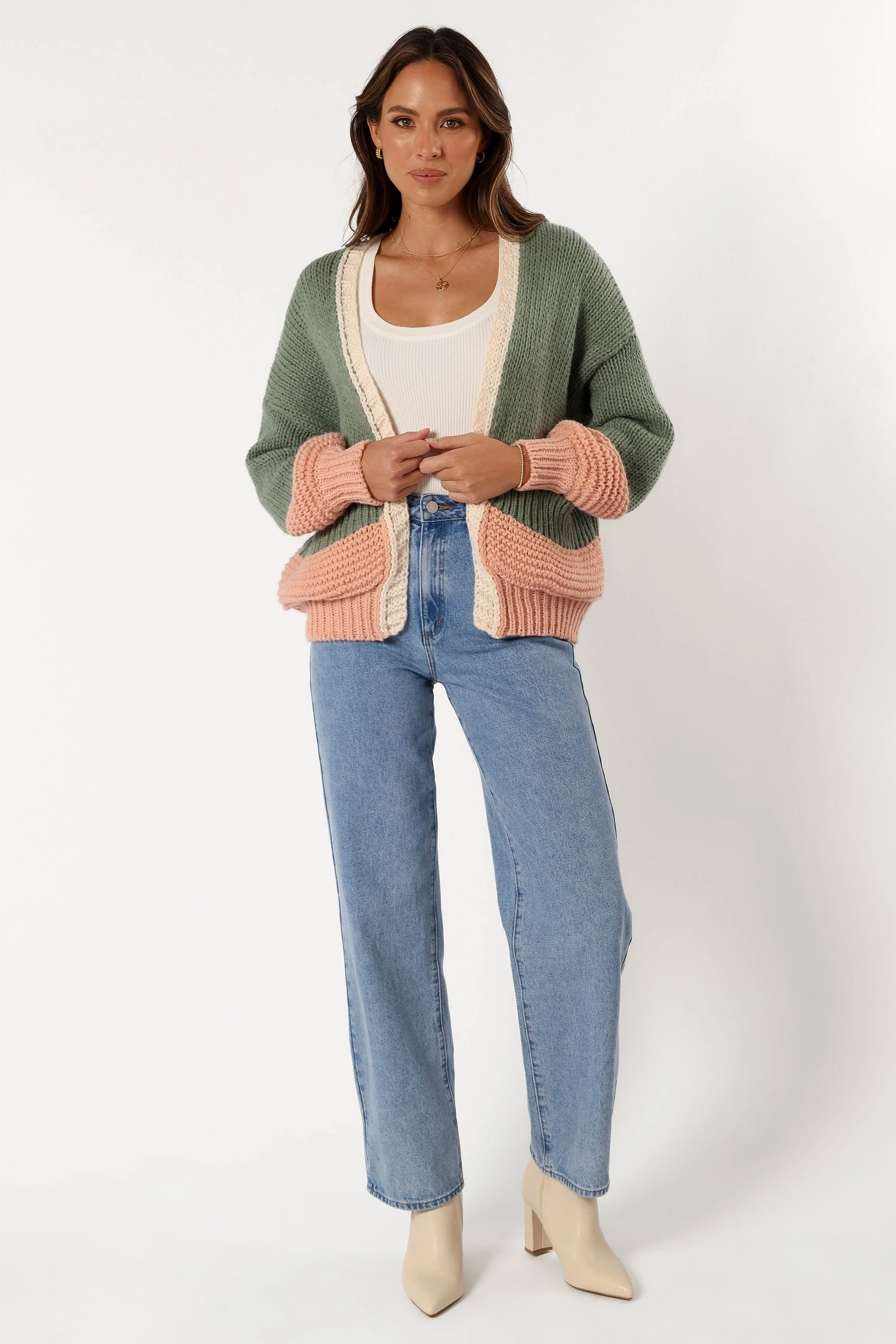 Alma Open Front Cardigan - Green - Image 6