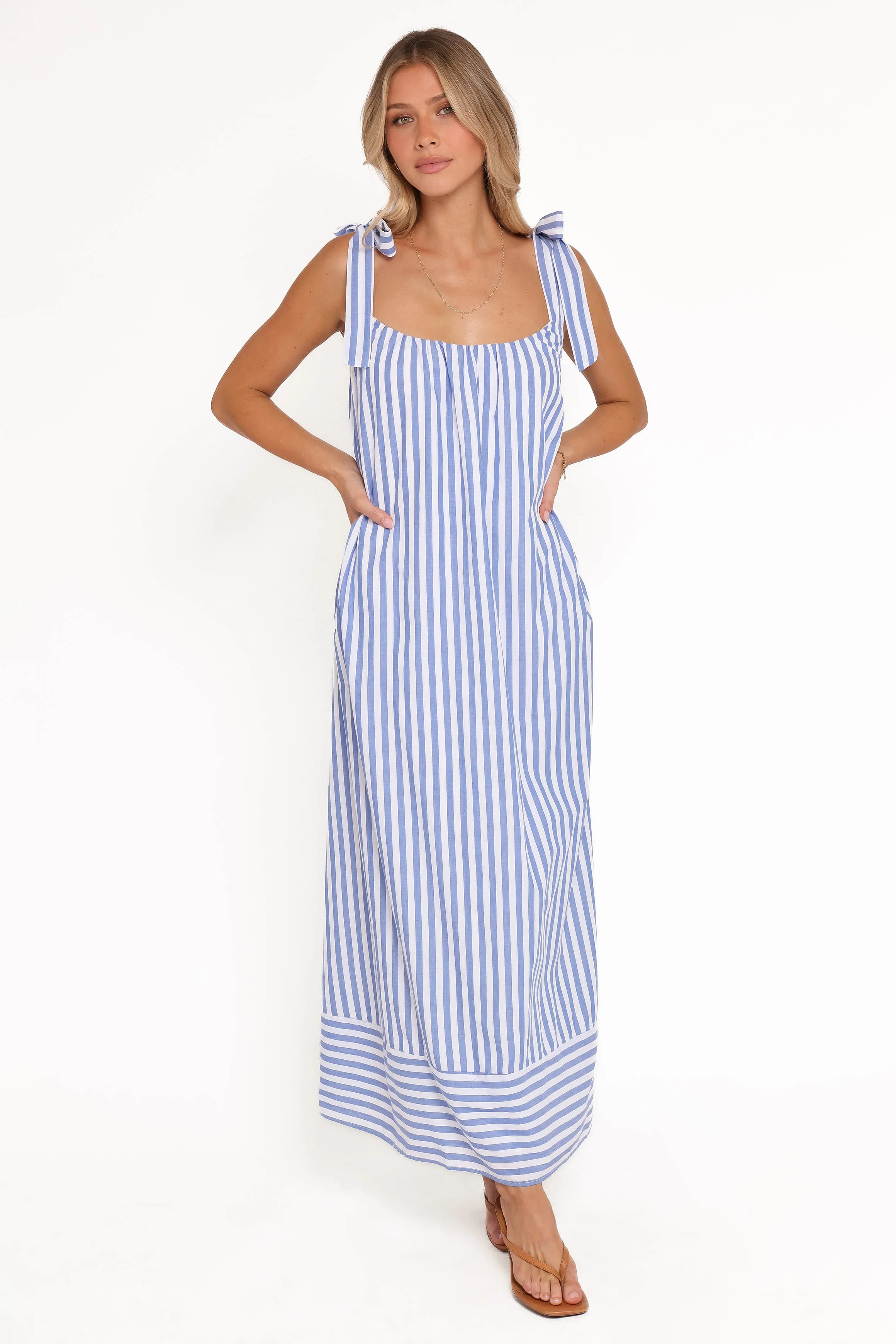Amber Maxi Dress - Navy White Stripe - Image 6