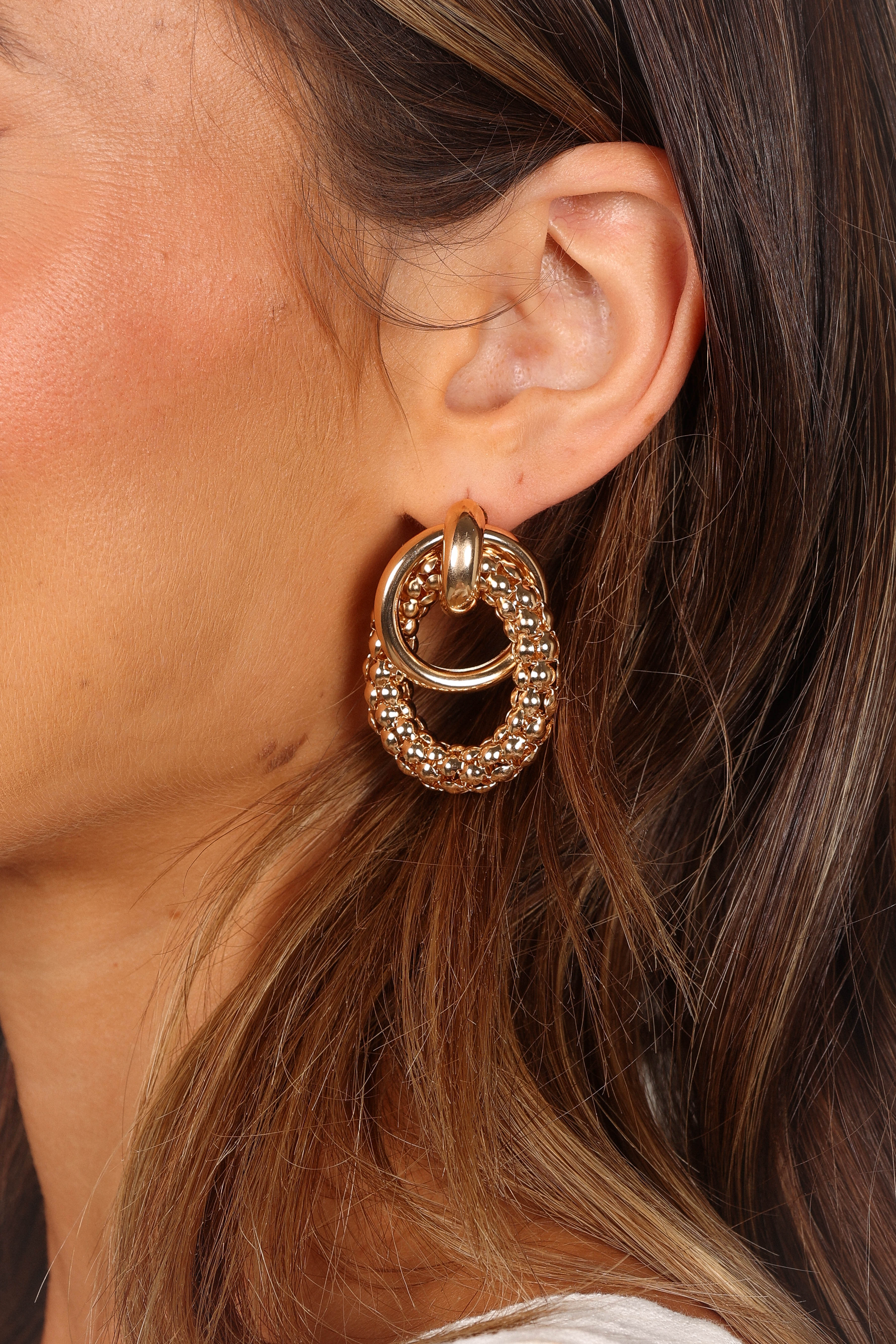 Amelia Hoop Statement Earrings - Gold - Image 2