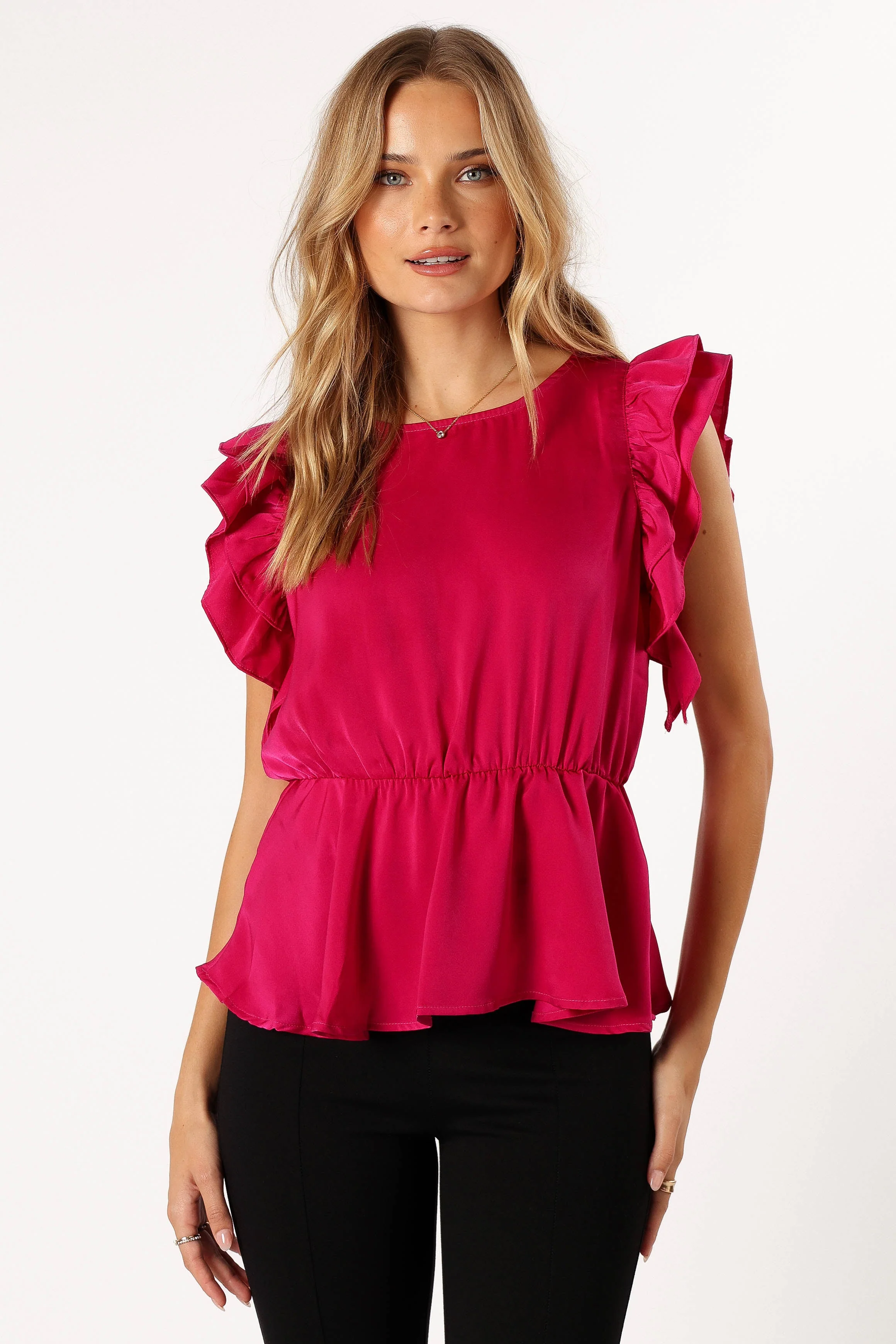 Amelia Ruffle Top - Fuchsia - Image 4