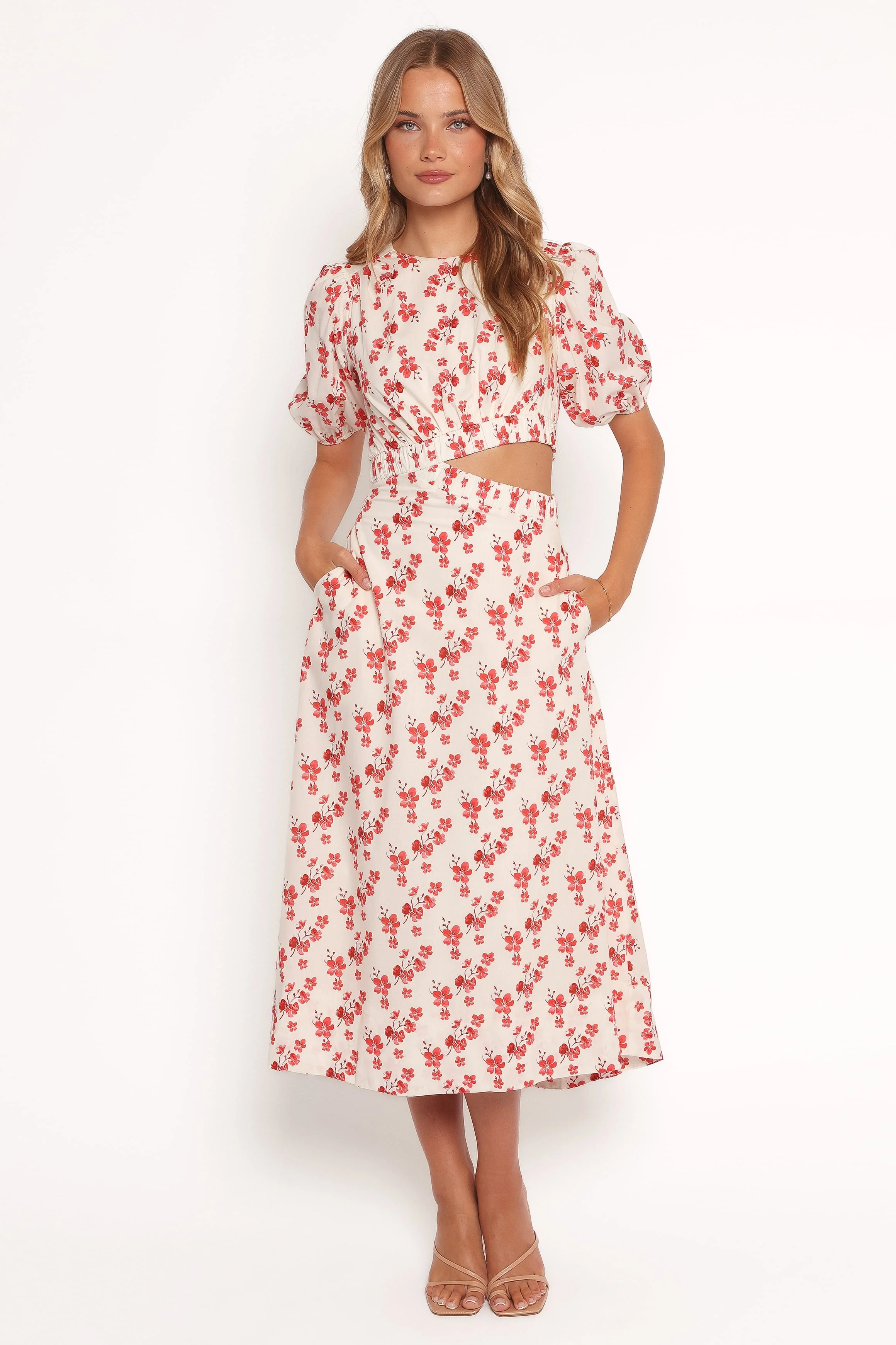 Aminah Puff Sleeve Dress - Red Floral - Image 2