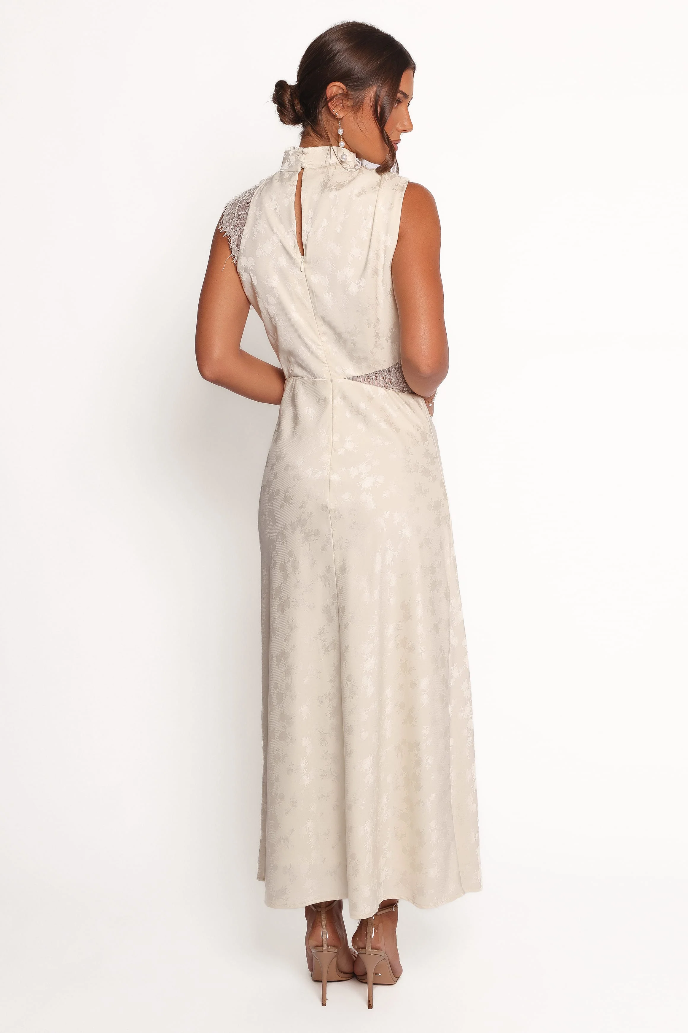 Anabelle Halter Neck Lace Maxi Dress - White - Image 5