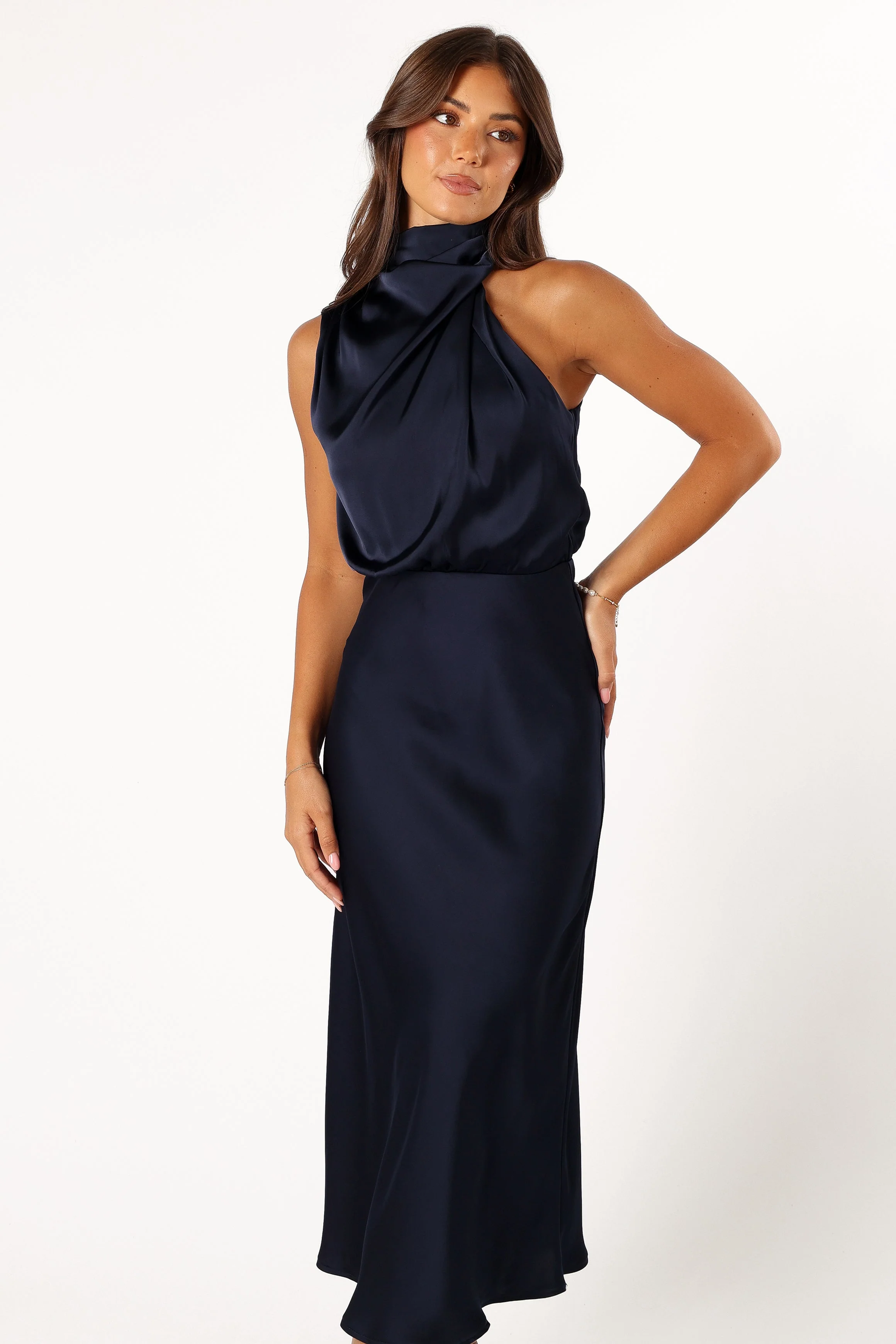Anabelle Halter Neck Midi Dress - Navy - Image 10