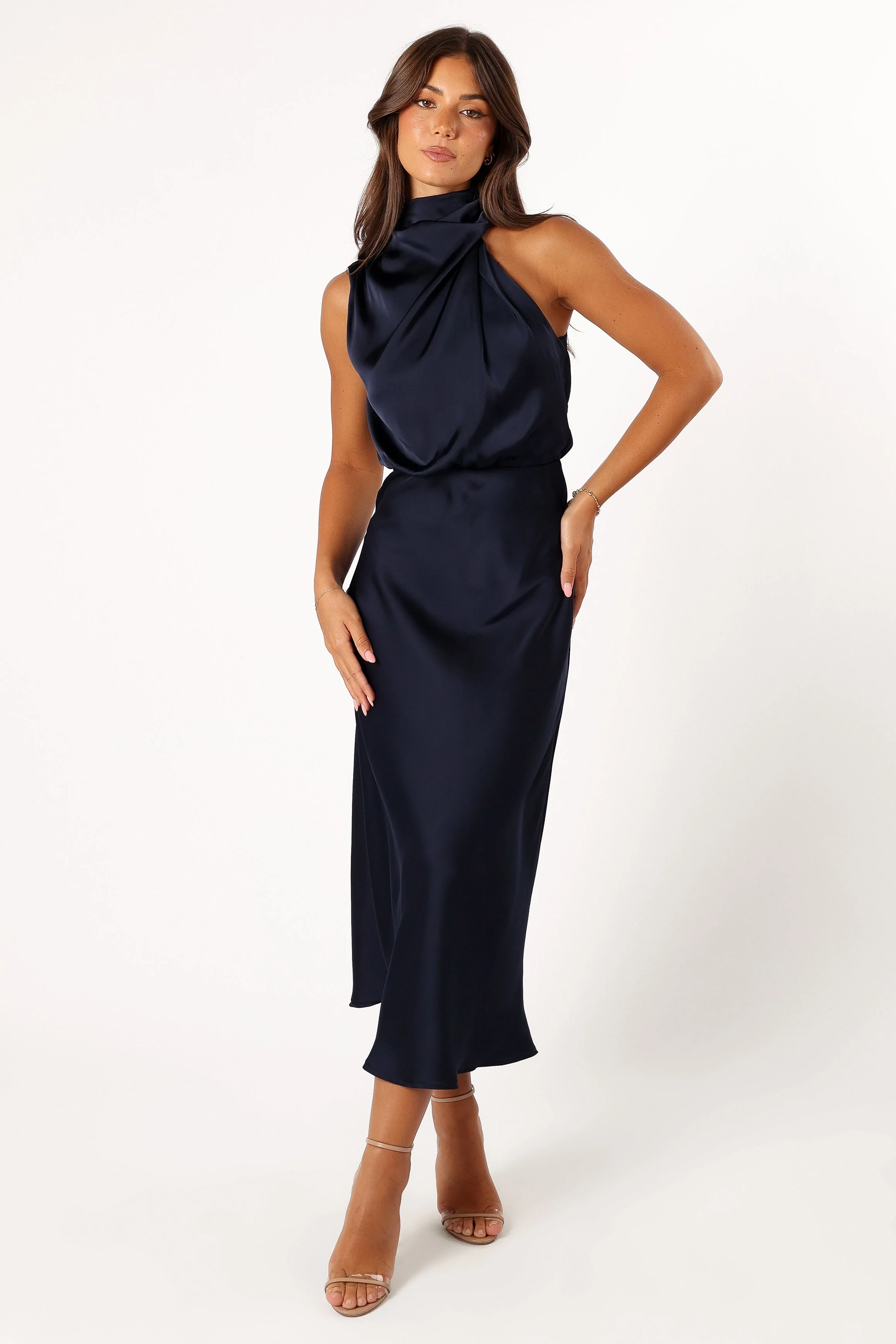 Anabelle Halter Neck Midi Dress - Navy - Image 6