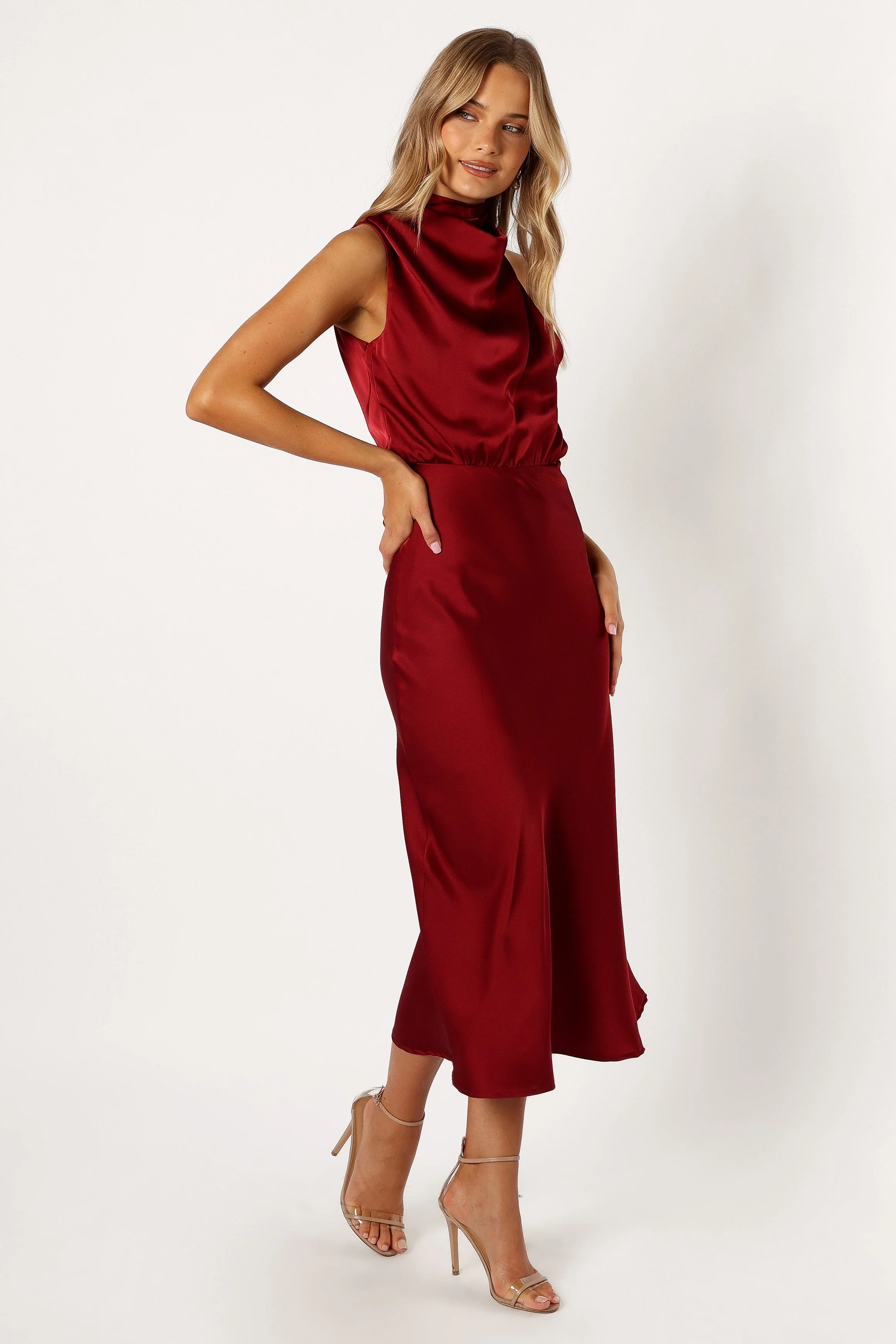Anabelle Halter Neck Midi Dress - Wine - Image 6