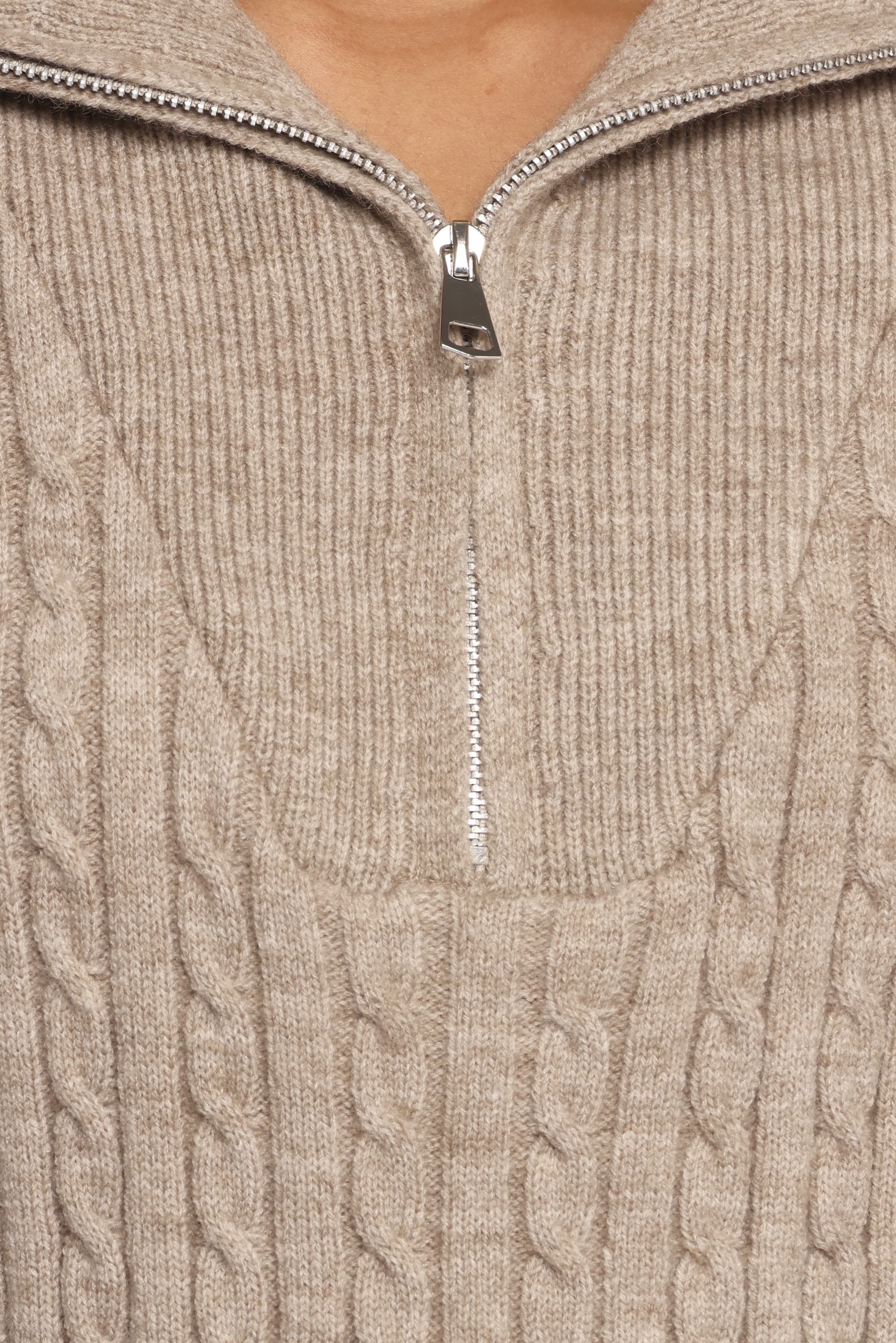 Anais Quarter Zip Knit Sweater - Beige - Image 6