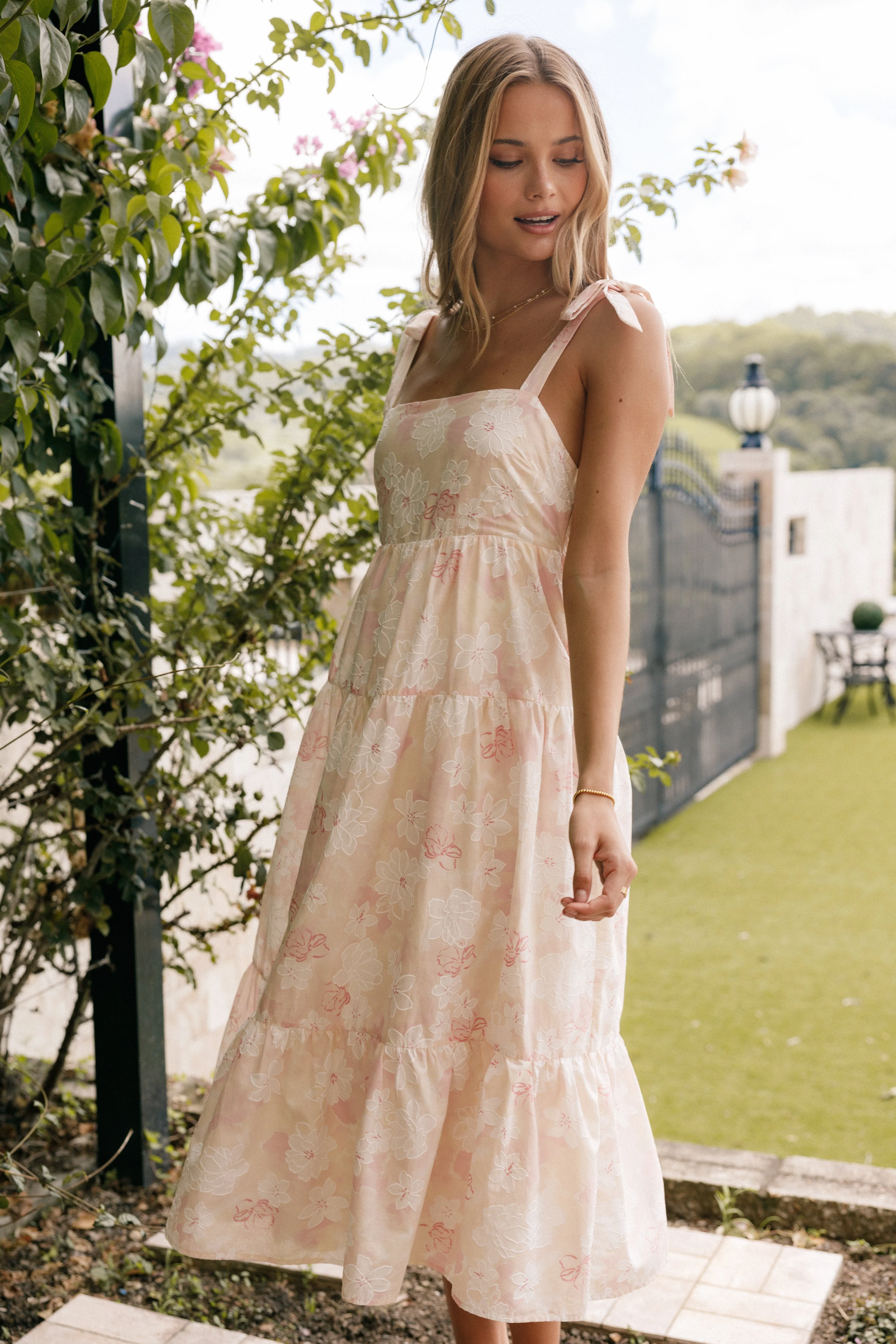 Andi Midi Dress - Pink White Floral - Image 2