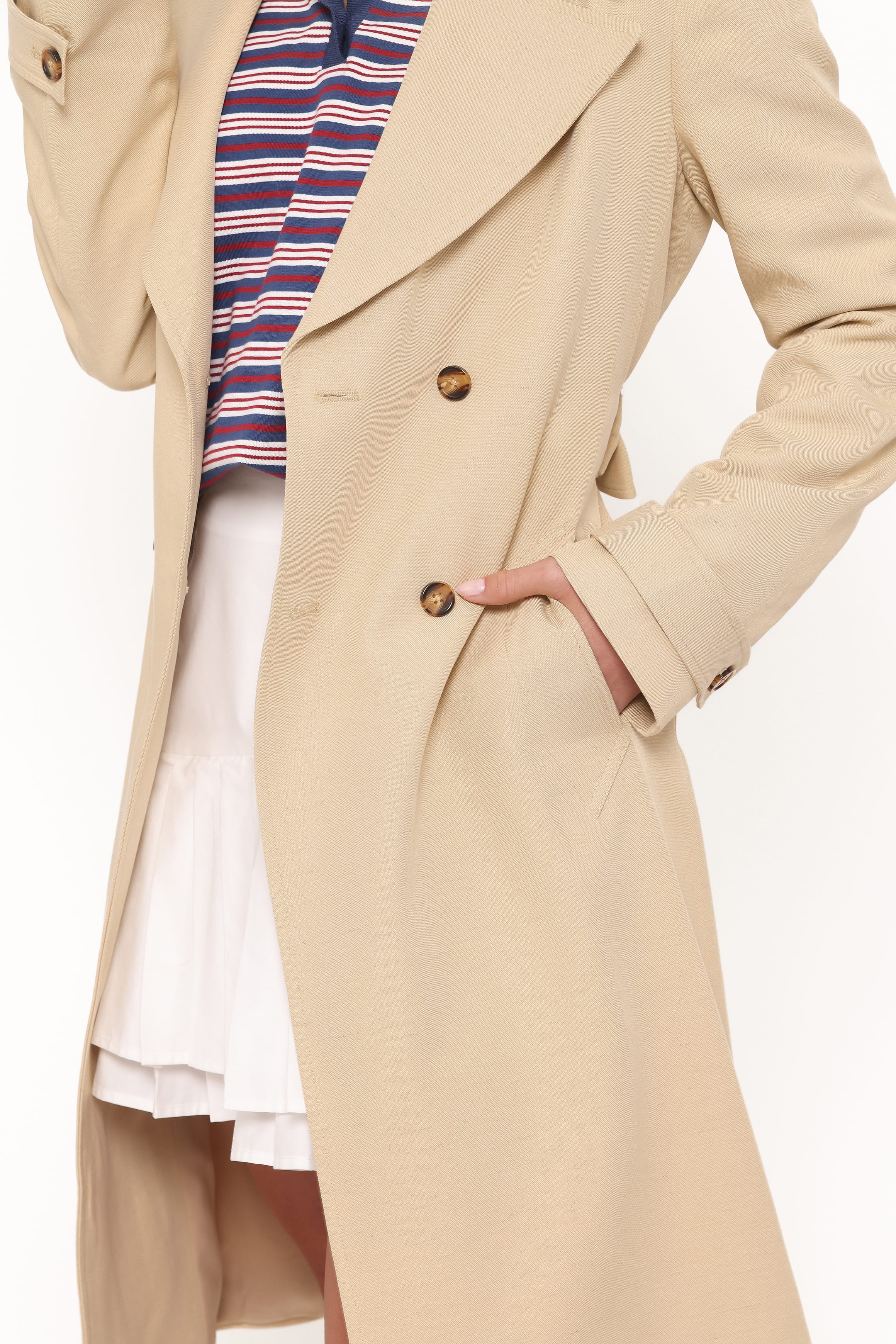 Angelique Linen Trench Coat - Oat Linen - Image 3