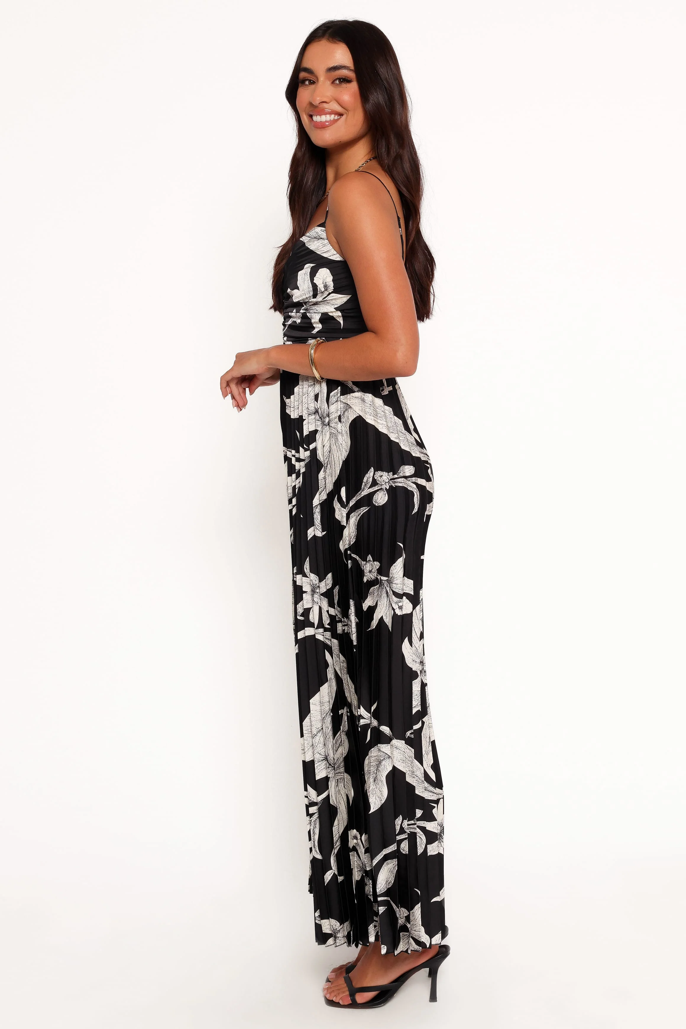 Angelique Pleated Jumpsuit - Black Floral - Image 3