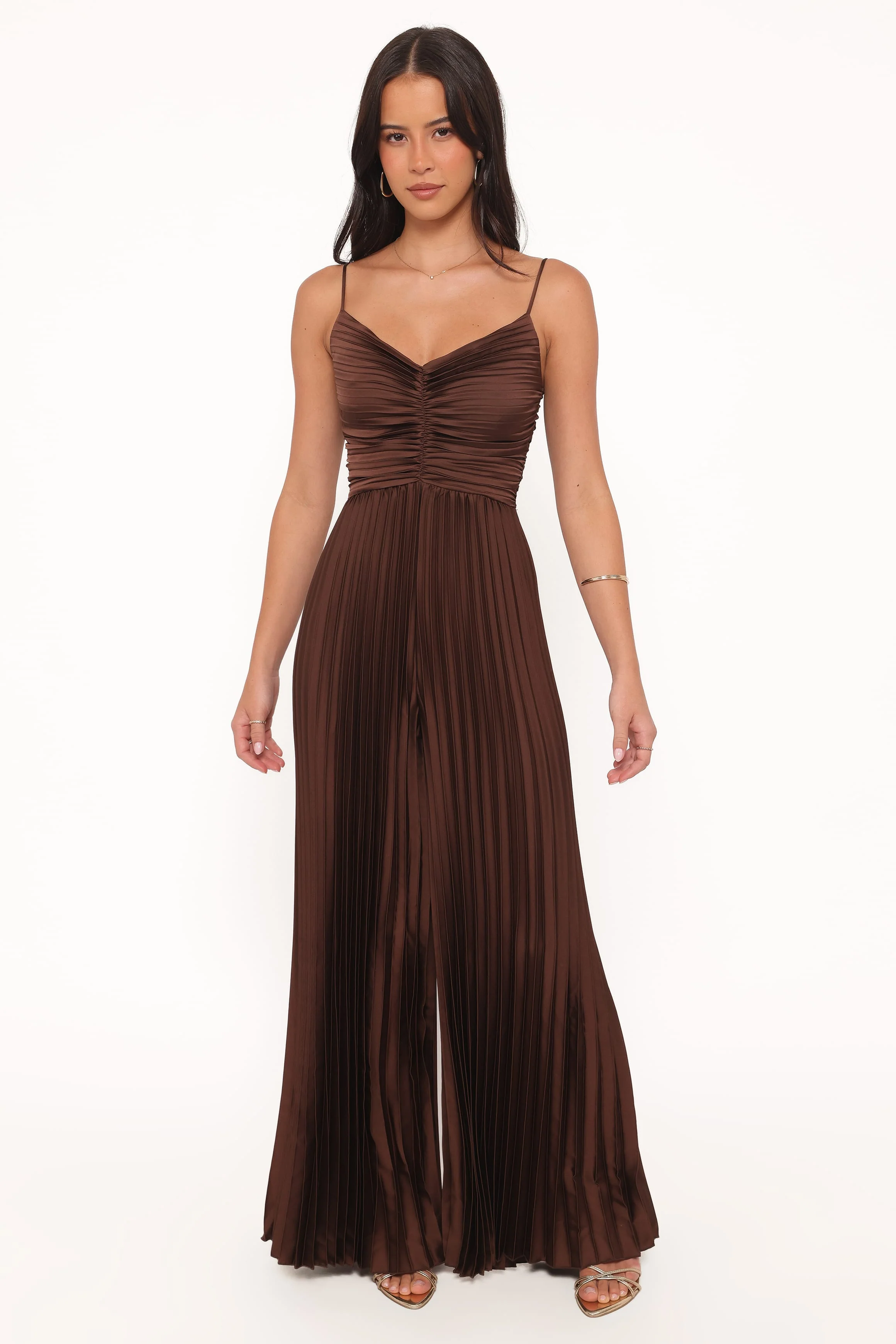 Angelique Pleated Jumpsuit - Chocolate Brown - Image 6