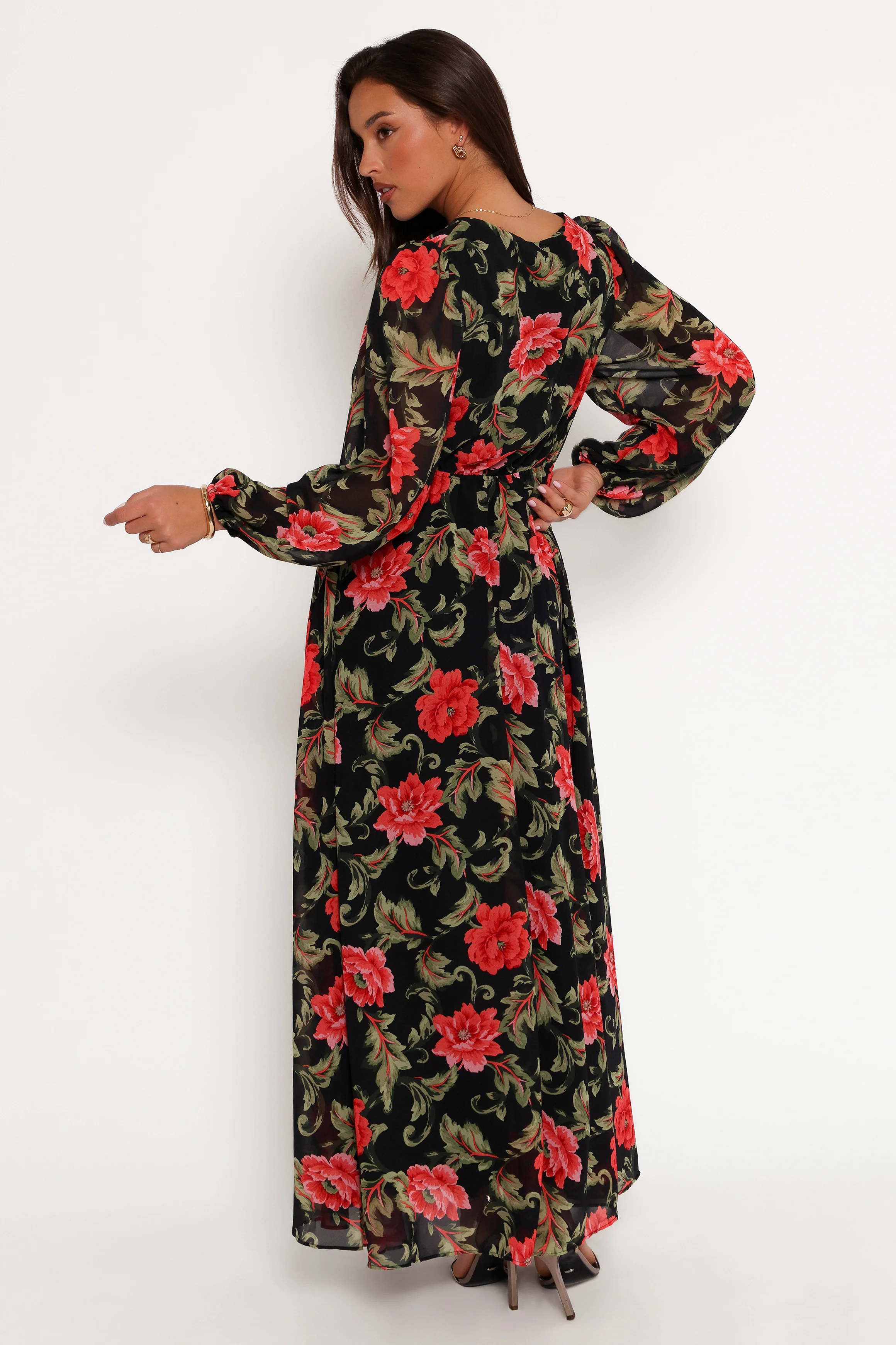 Anisa Maxi Dress - Black Floral - Image 6