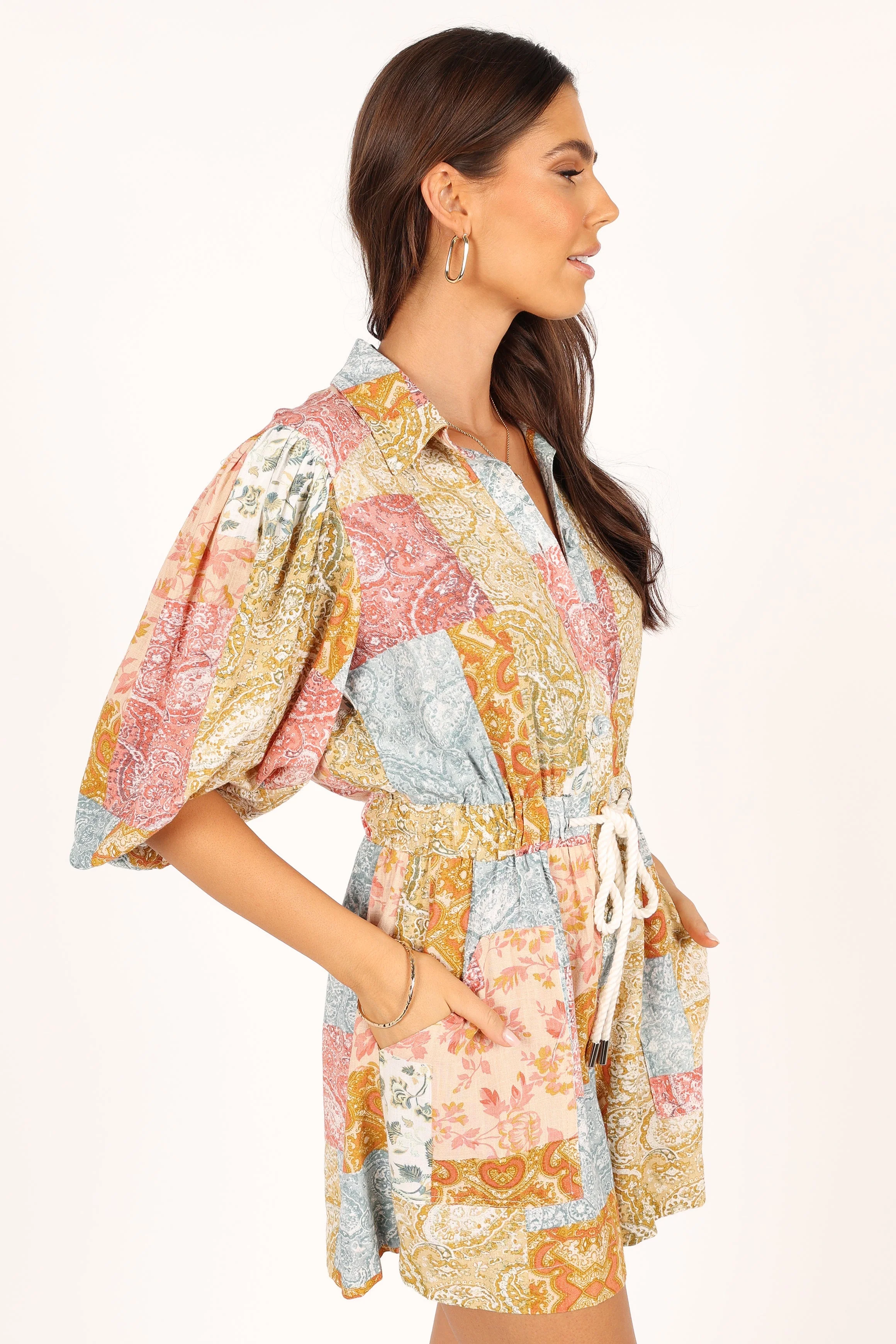Annie Linen Playsuit - Multi - Image 7