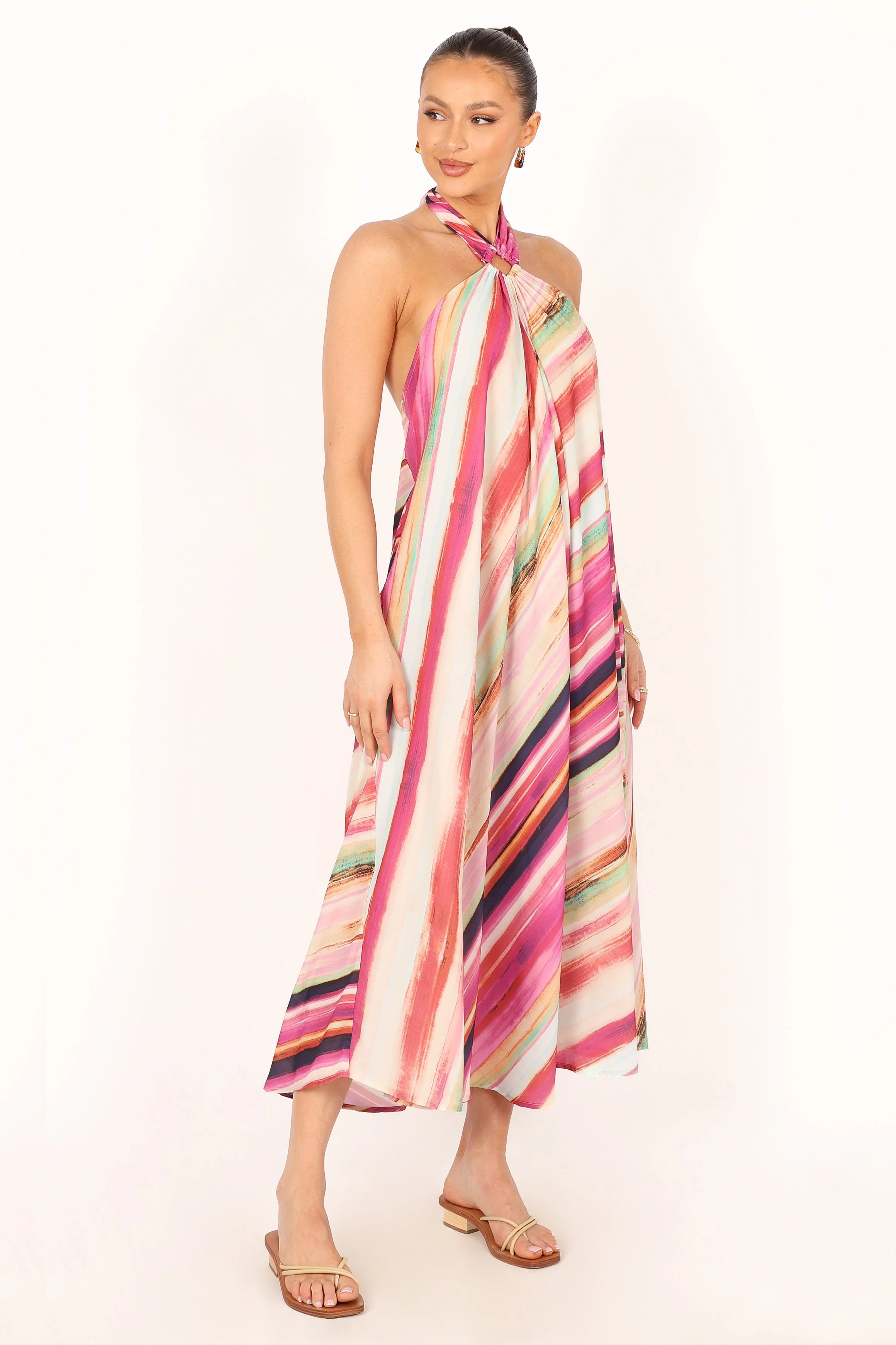 Antonijia Halterneck Maxi Dress - Berry Stripe - Image 7