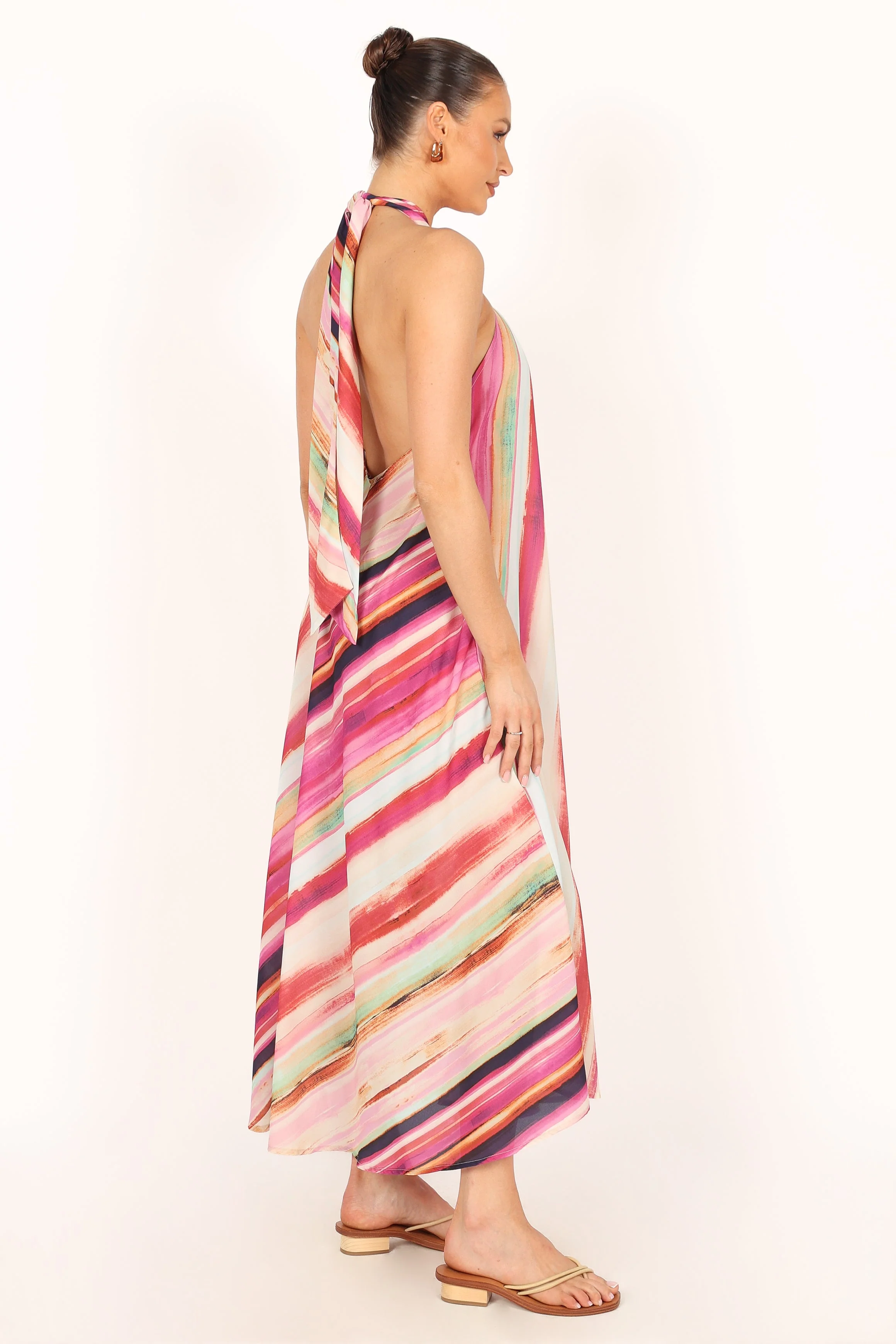Antonijia Halterneck Maxi Dress - Berry Stripe - Image 8