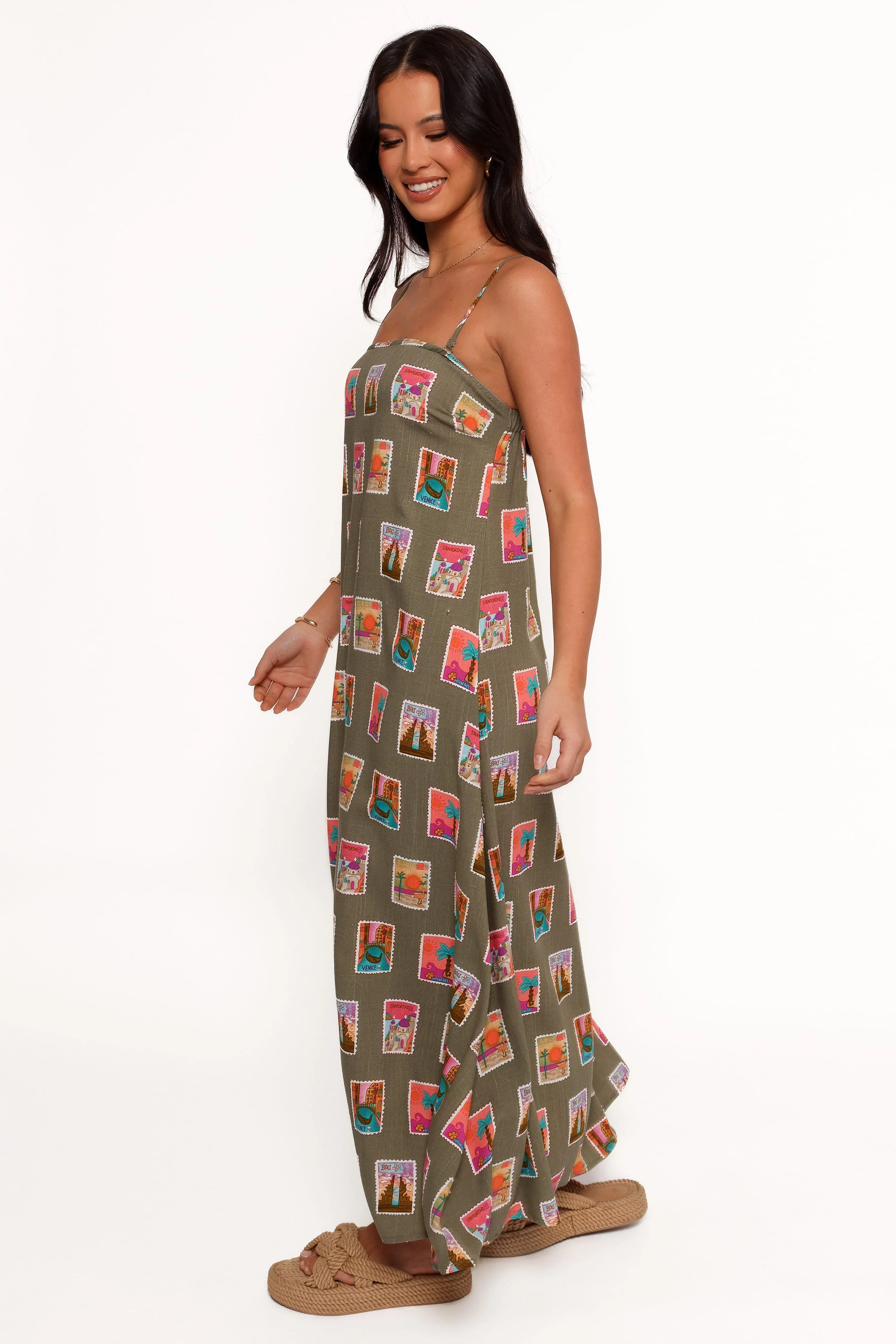 Aoife Maxi Dress - Olive Print - Image 5