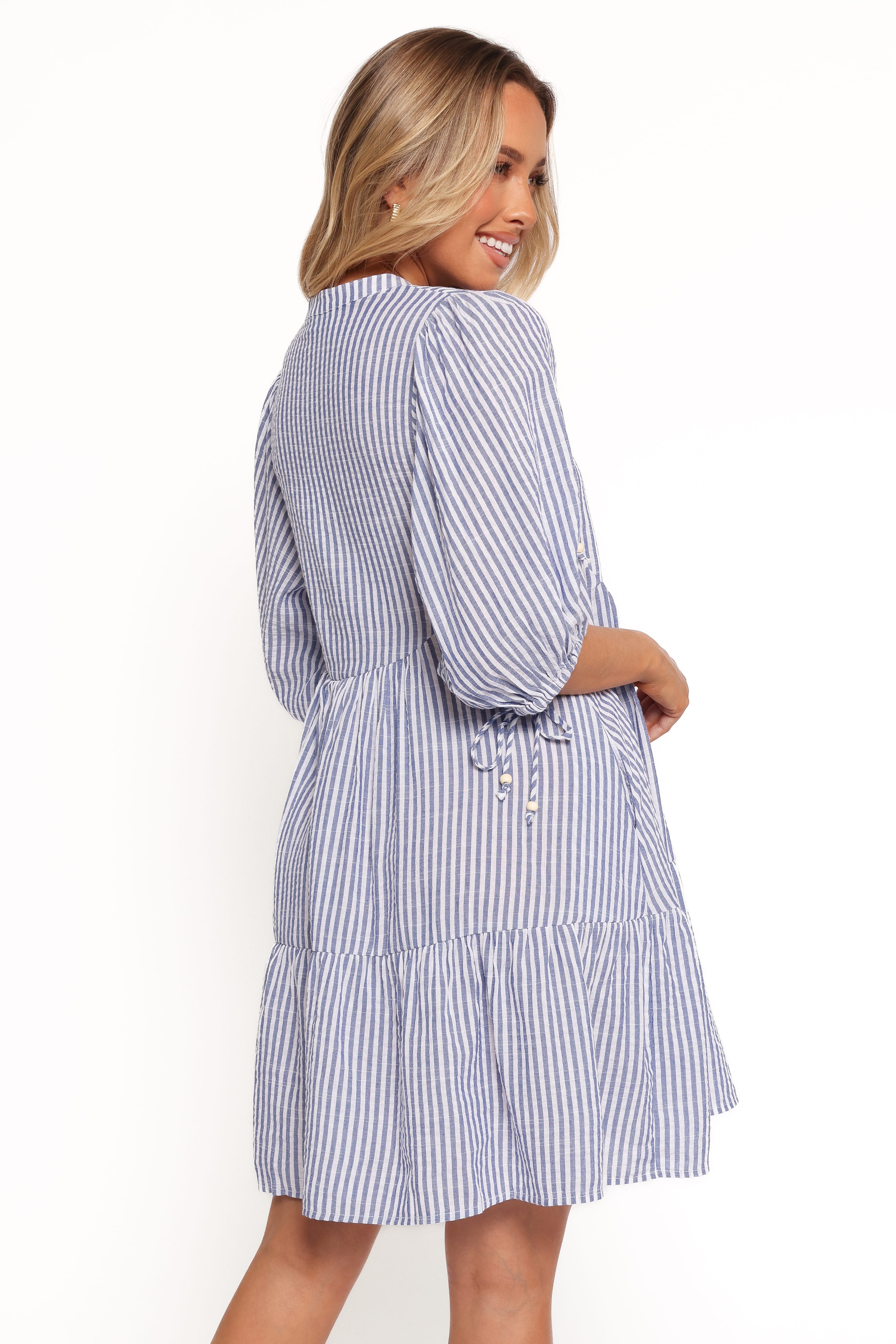 Arden Mini Dress - Blue Stripe - Image 4
