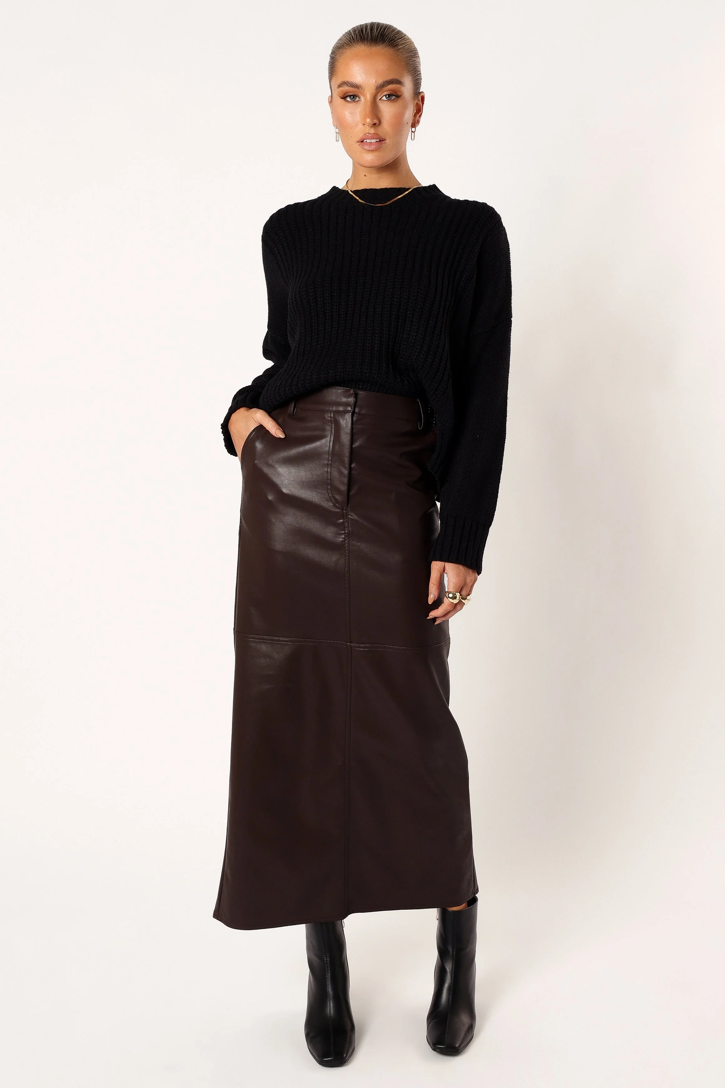 Arlette Textured Knit Sweater - Black - Image 9