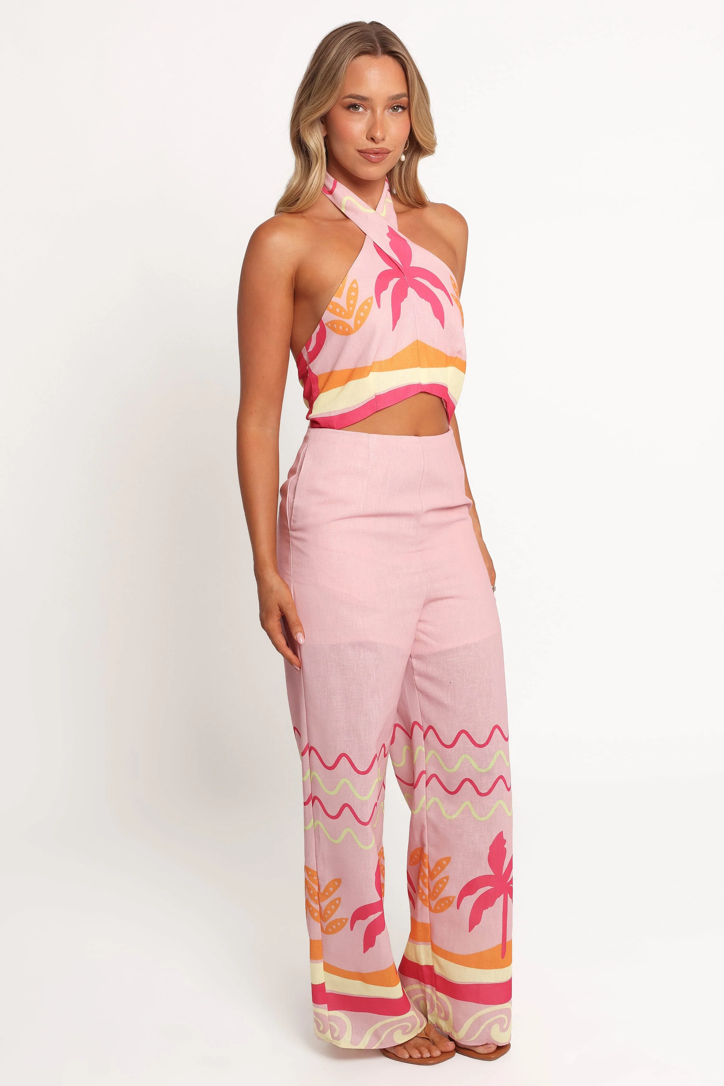 Aryn Halterneck Jumpsuit - Pink Palm - Image 5
