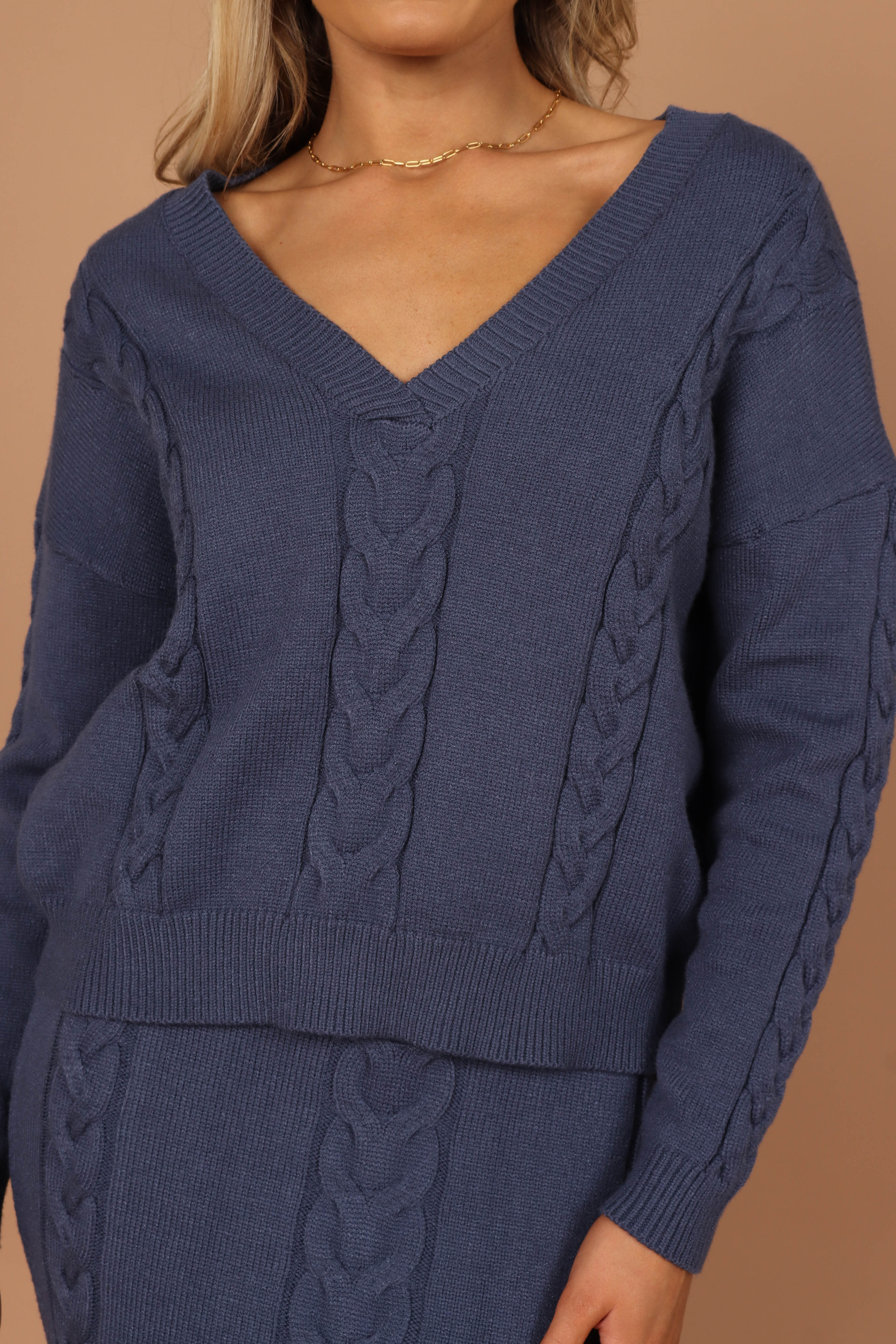 Aspen Cable Knit Sweater - Midnight Blue - Image 10