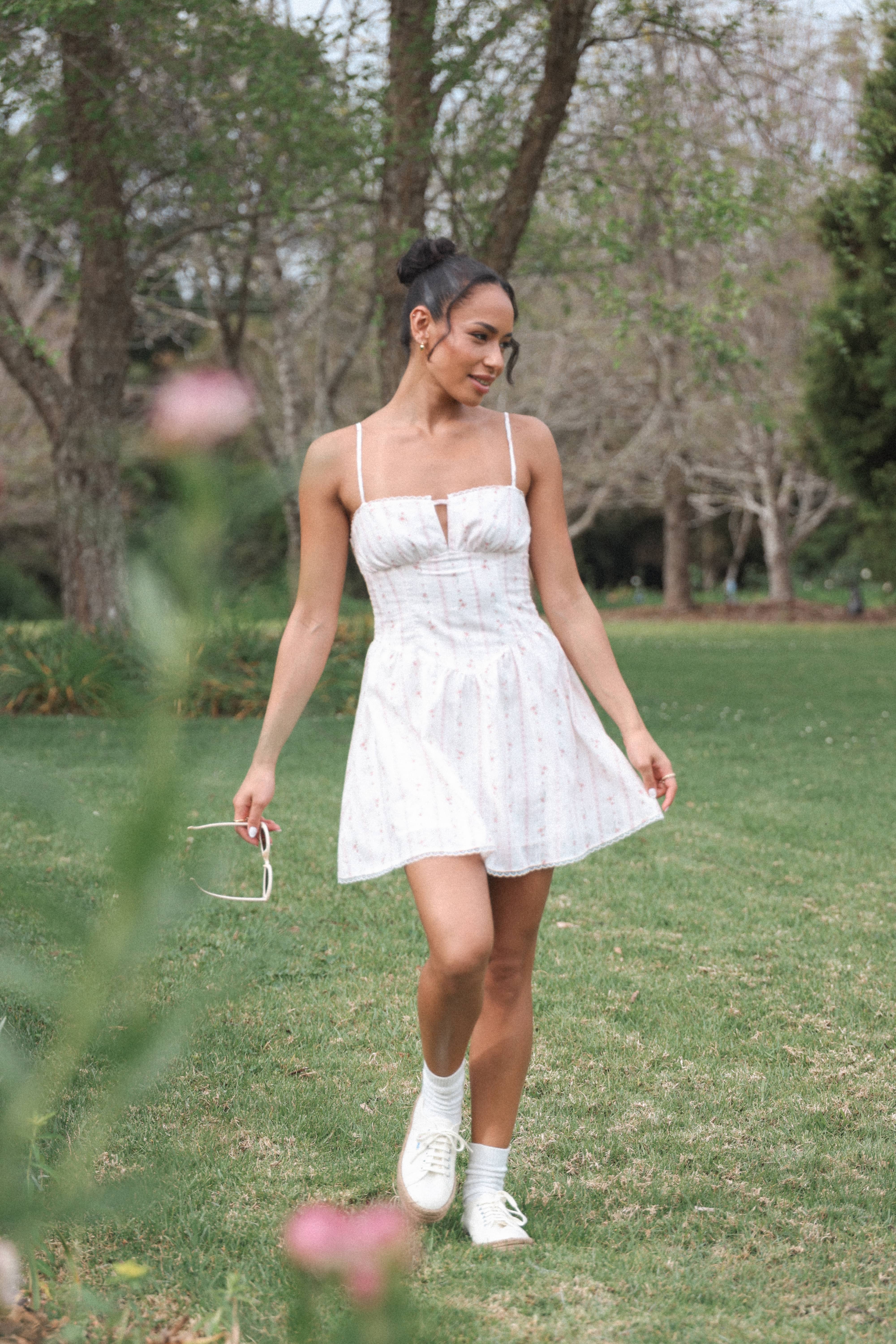 Athena Mini Dress - White Floral - Image 8