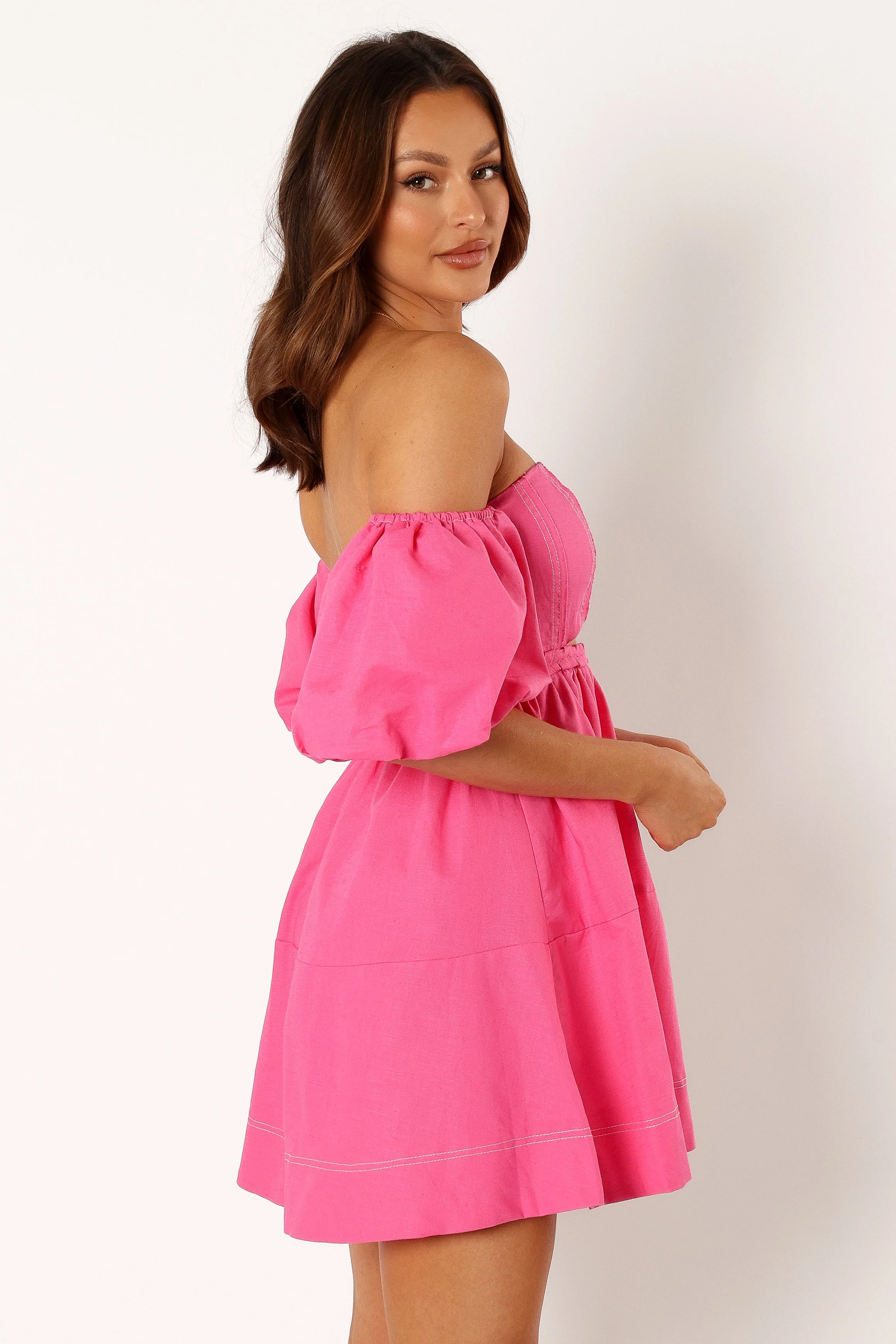 Aurora Off Shoulder Mini Dress - Pink - Image 5