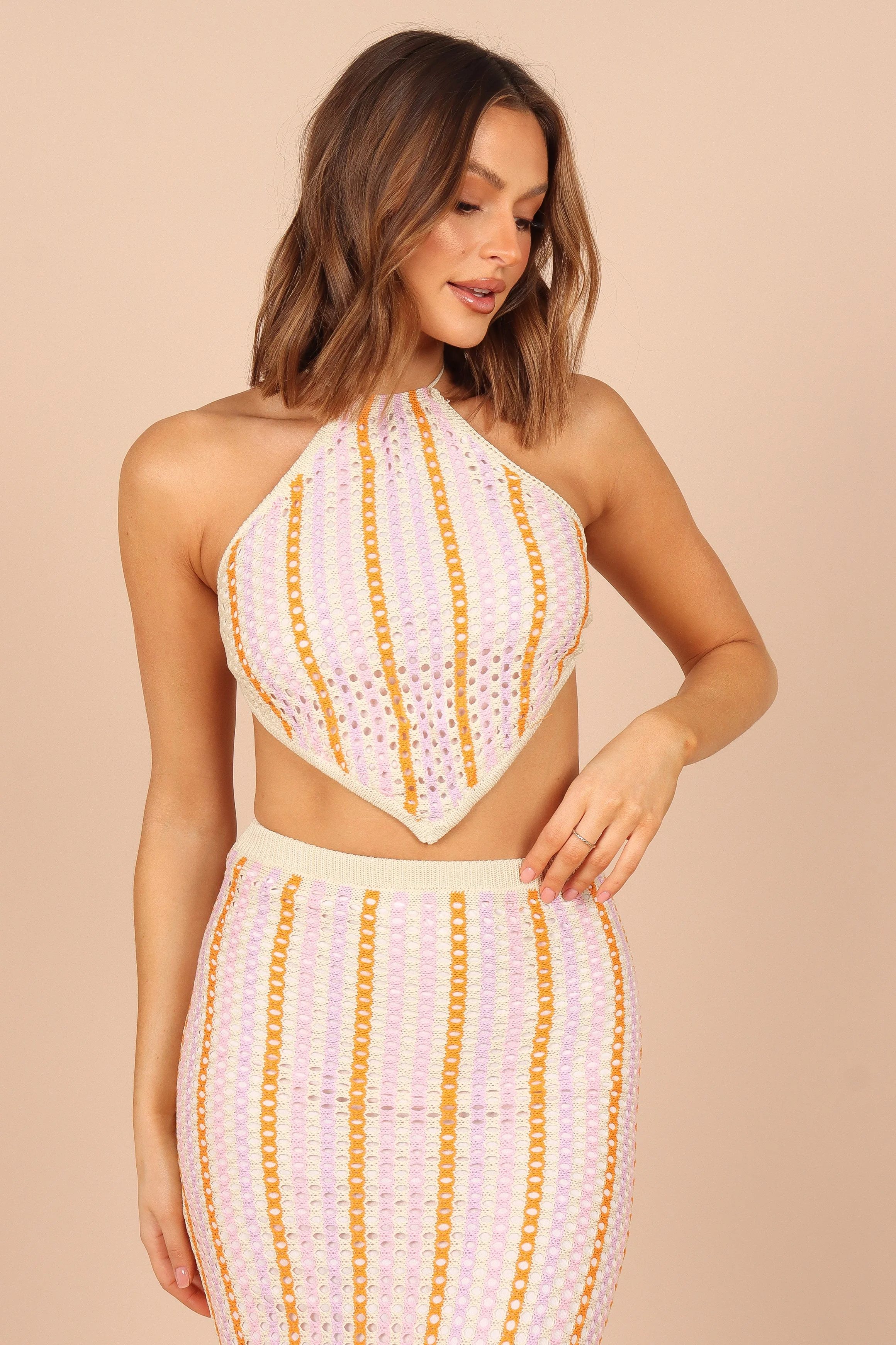 Ava Crochet Two Piece Set - Pink/Orange - Image 6