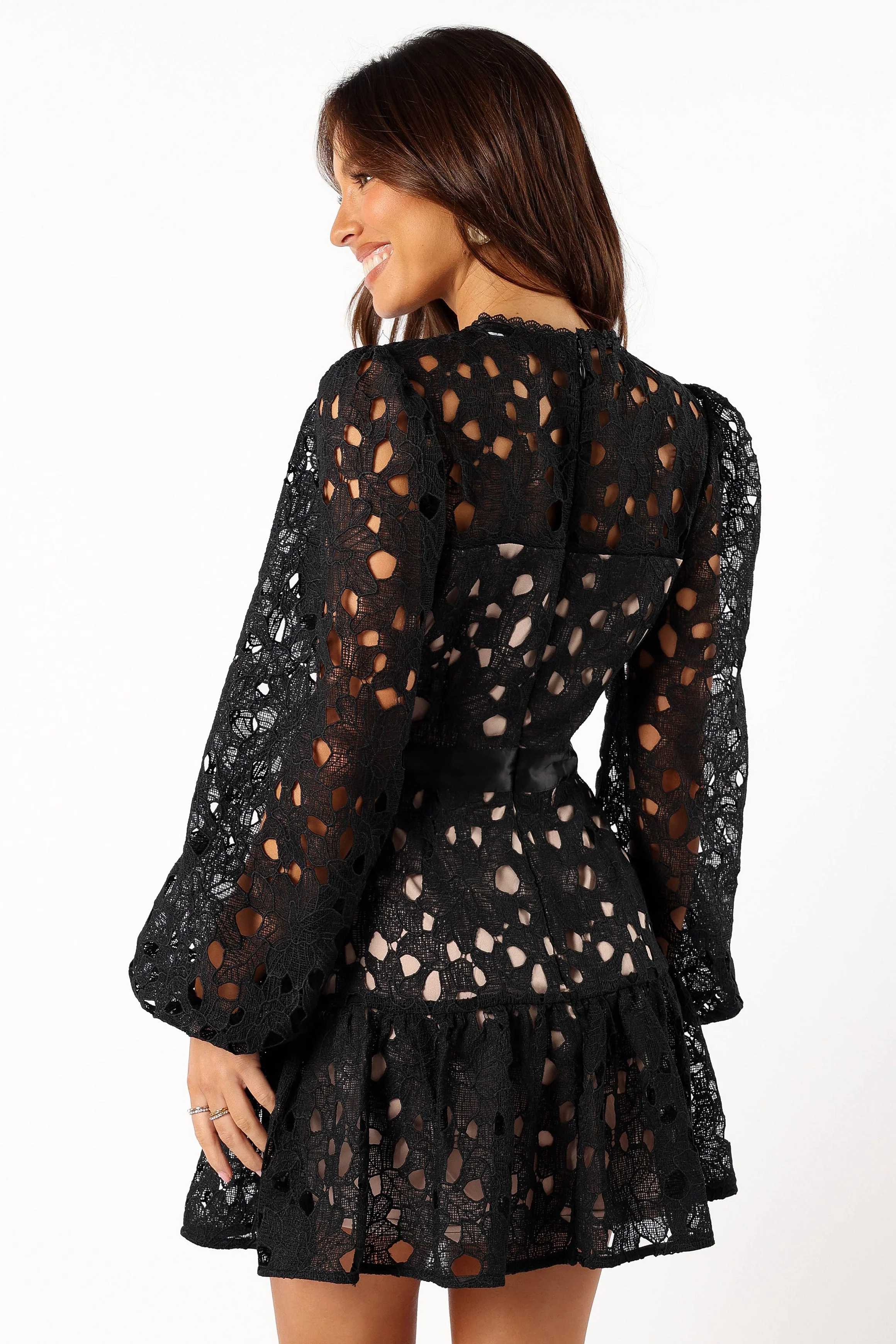 Aviana Long Sleeve Mini Dress - Black - Image 4