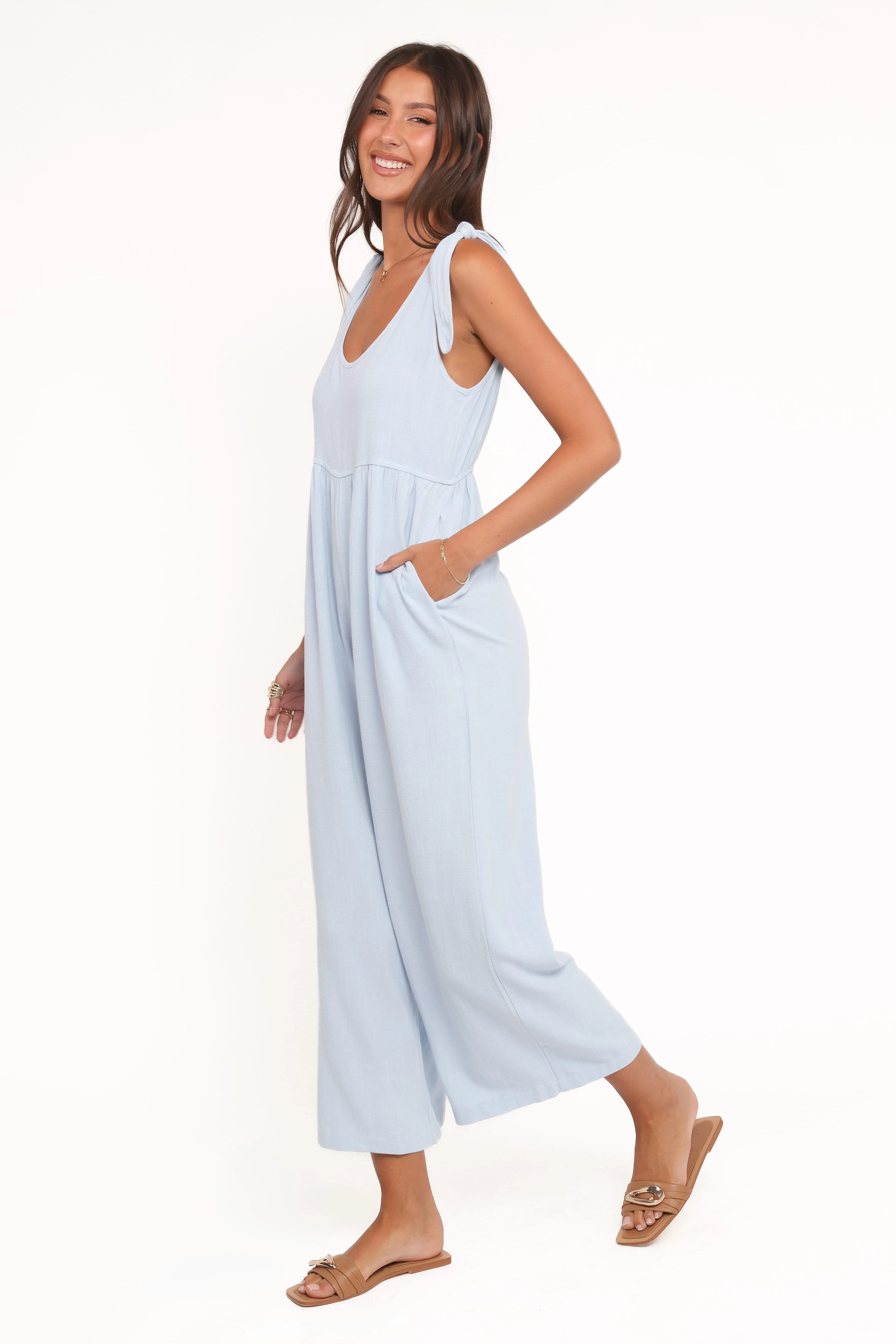 Ayla Linen Jumpsuit - Light Blue - Image 3