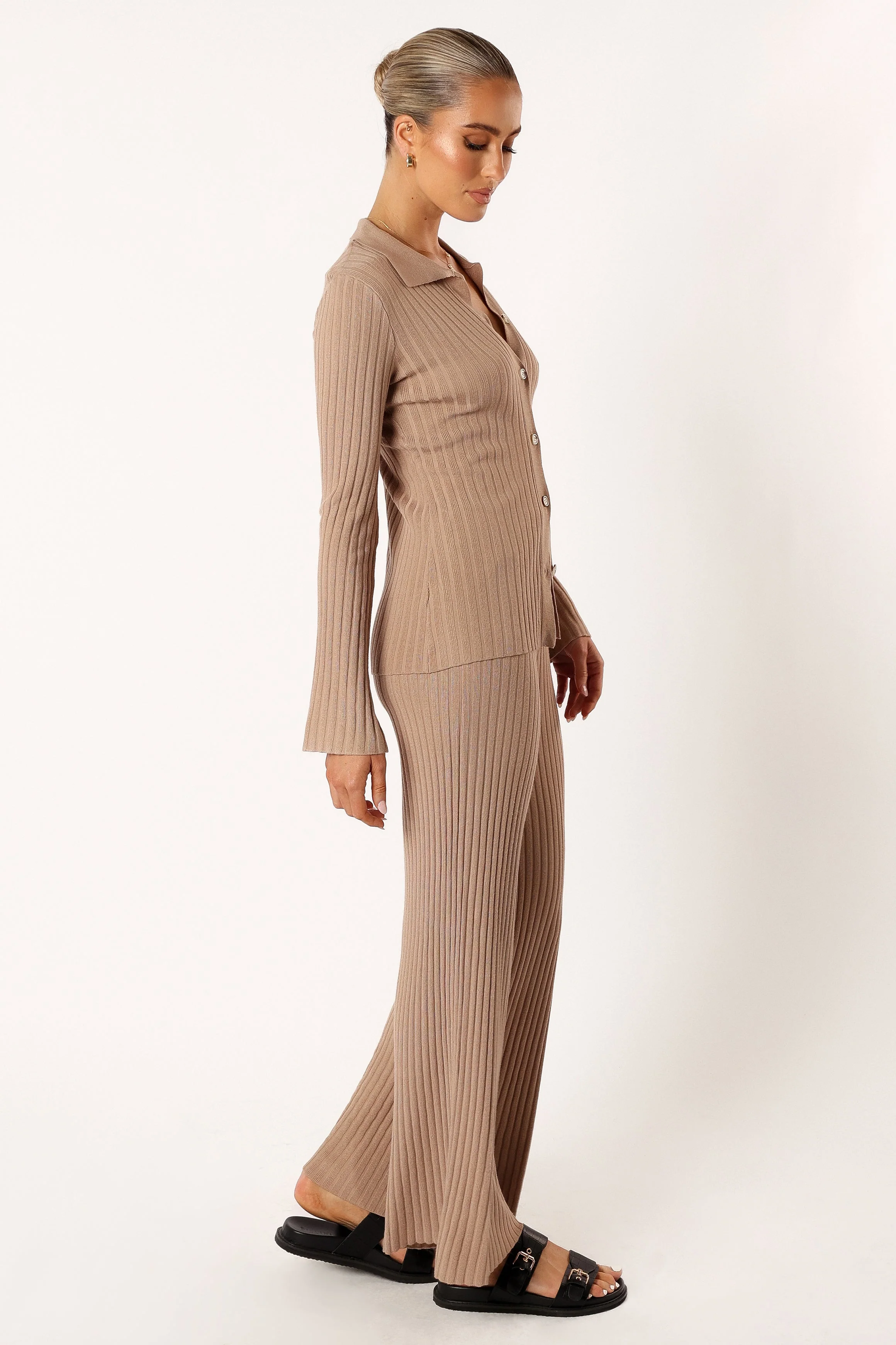Aylia Ribbed Knit Set - Mocha - Image 4