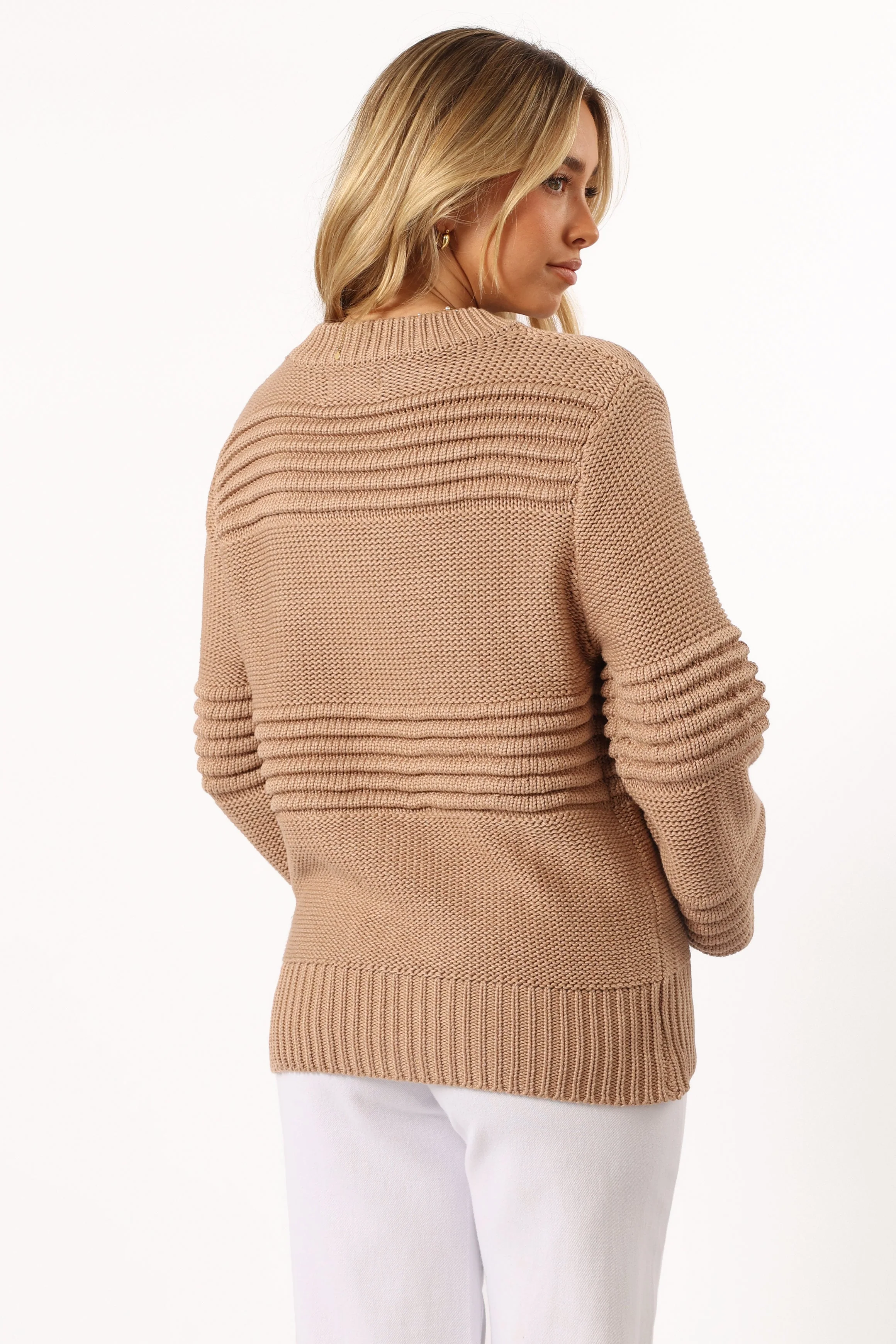 Beckett Textured Stripe Knit Sweater - Beige - Image 4