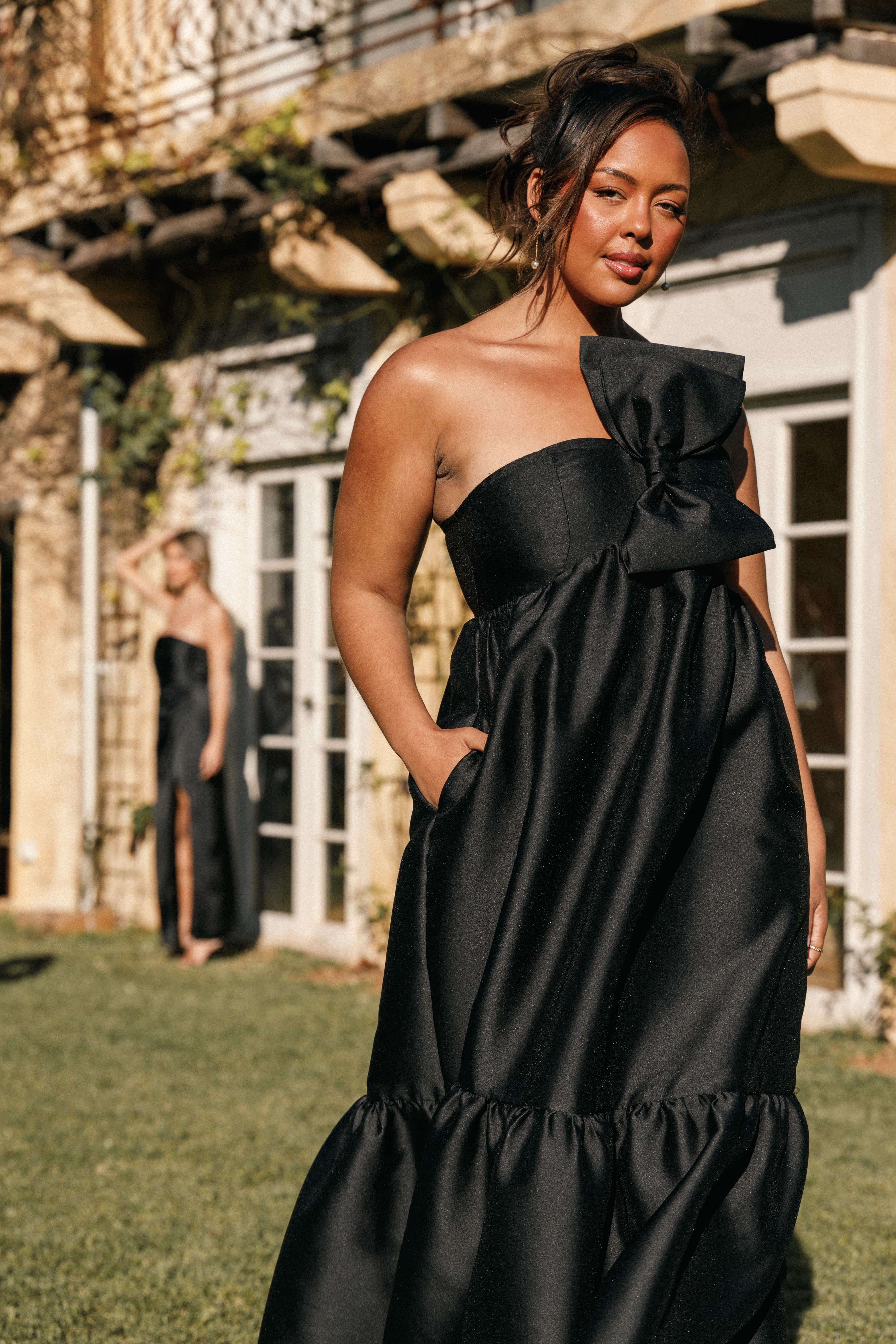 Betina Bow Front Maxi Dress - Black - Image 2