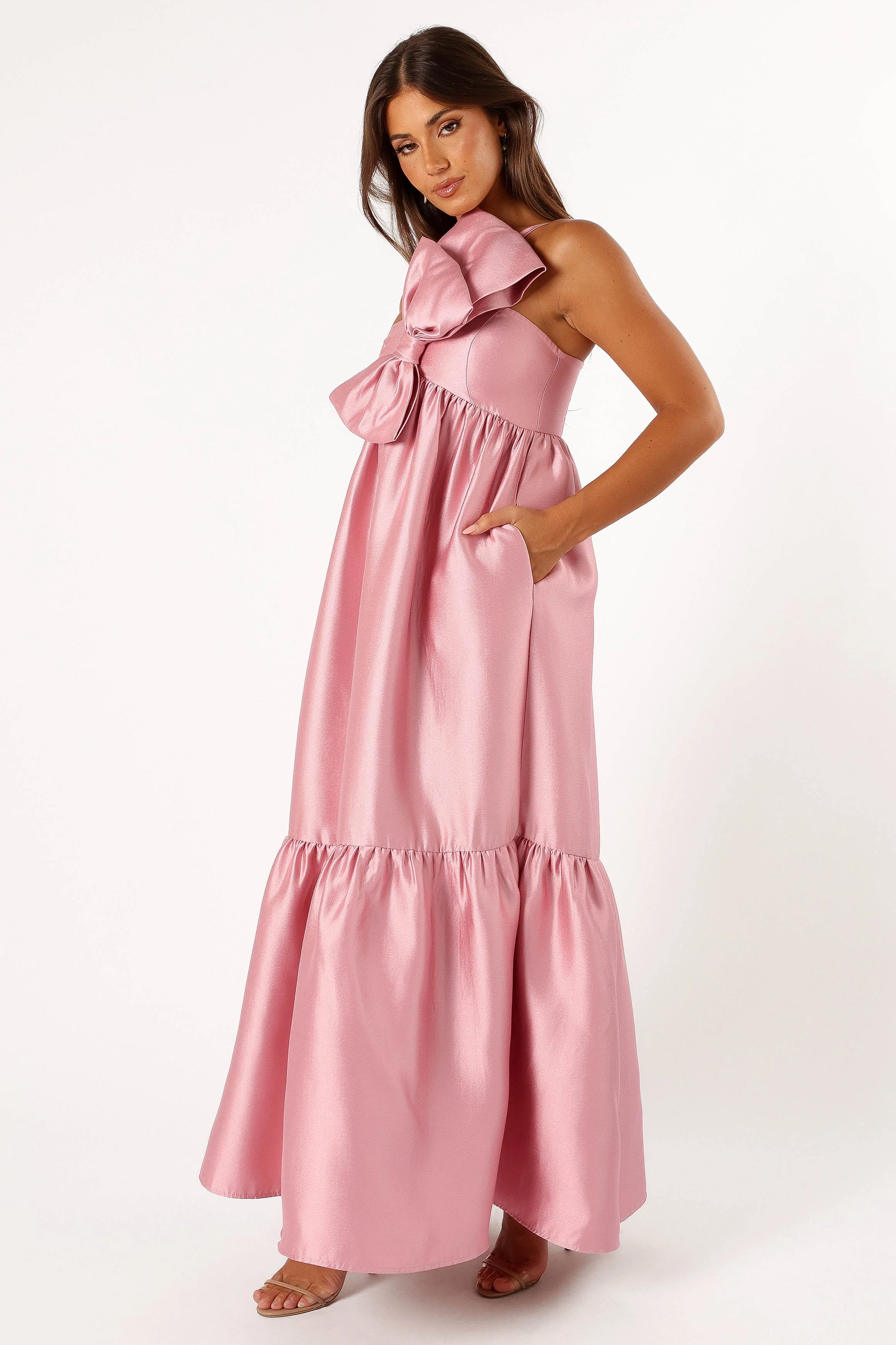 Betina Bow Front Maxi Dress - Dusty Rose - Image 6