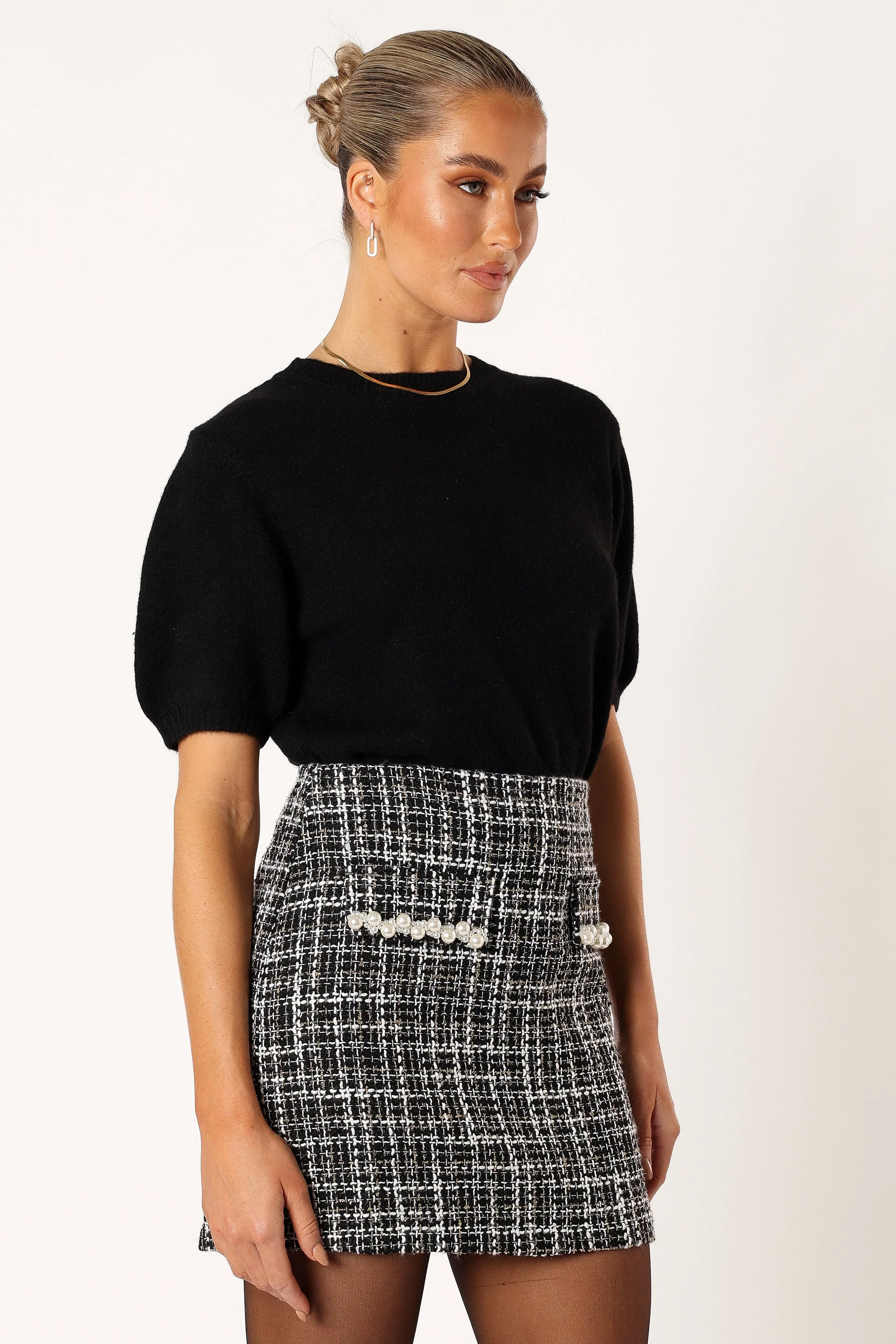 Blaire Mini Skirt - White Black - Image 5